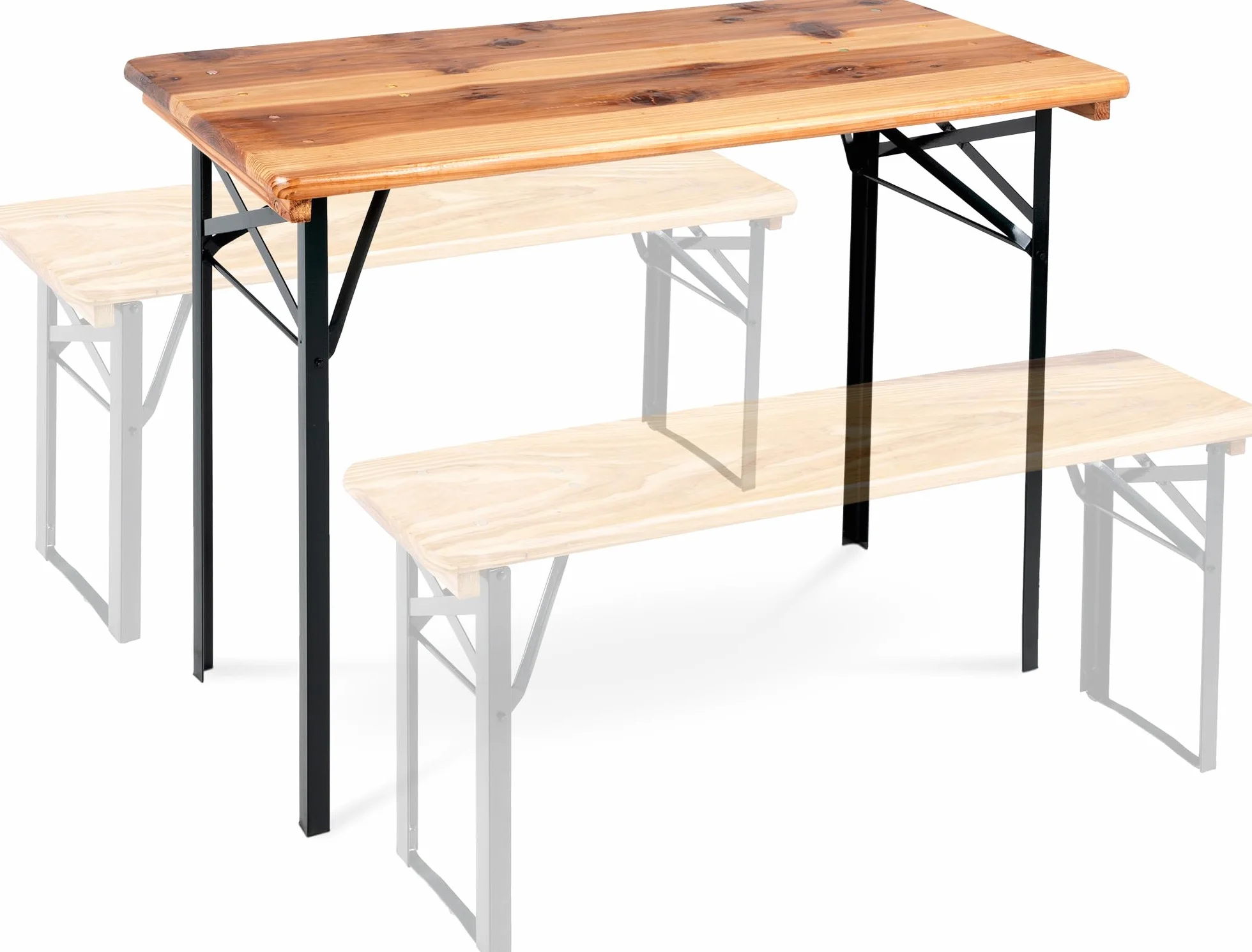 Stagecaptain BBT-117 Hirschgarten stół ogrodowy 117 cm - wytrzymały i krótki stół browarniczy (117 cm długości) - powierzchnia lakierowana - składany - łatwy do przechowywania i przenoszenia