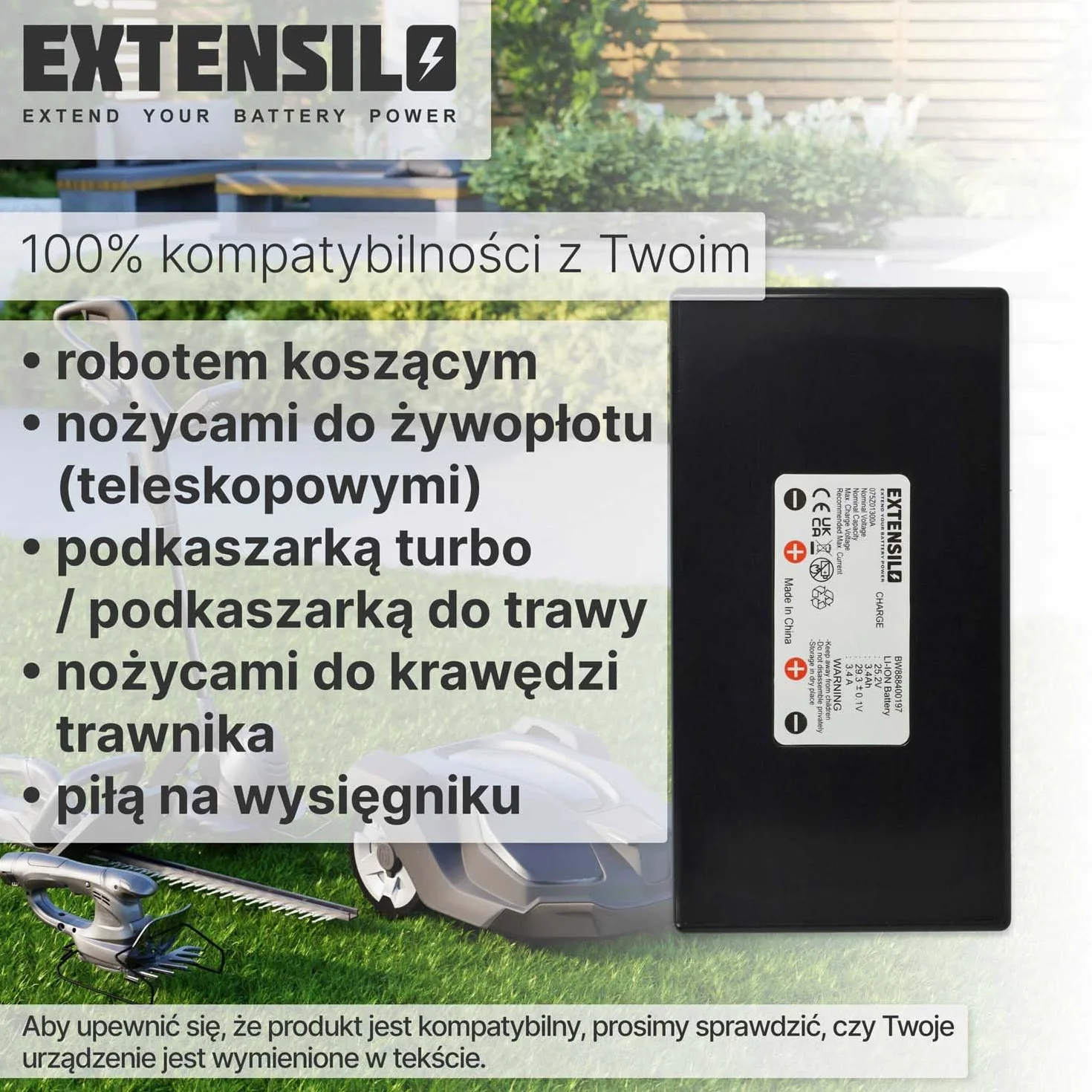 Akumulator kompatybilny z Stiga Autoclip 200, 223, 225, 228, 225s, 228s, 221, 125, 127 robot kosiarka (3400 mAh, 25,2 V, Li-Ion)