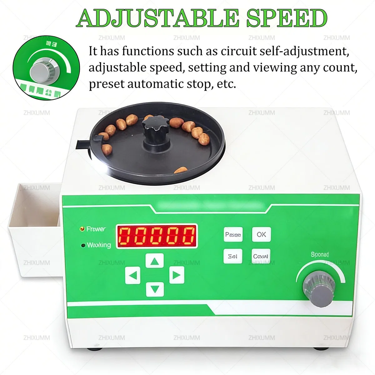 Automatyczne urządzenie do liczenia nasion, elektryczny licznik cząstek do ryżu pszenicy sorgo, regulowana regulacja prędkości, zakres liczenia 1-99999 do użytku w gospodarstwie
