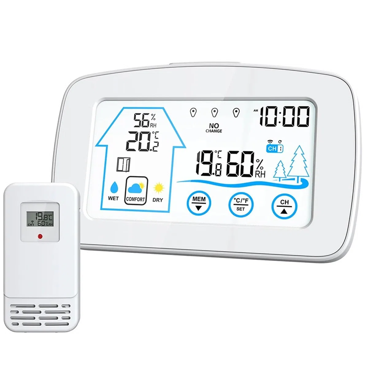 46023 stacja pogodowa, monitor wilgotności i temperatury, bezprzewodowy termometr wewnętrzny i zewnętrzny, elektroniczny zegar ścienny do domu i ogrodu, 46023