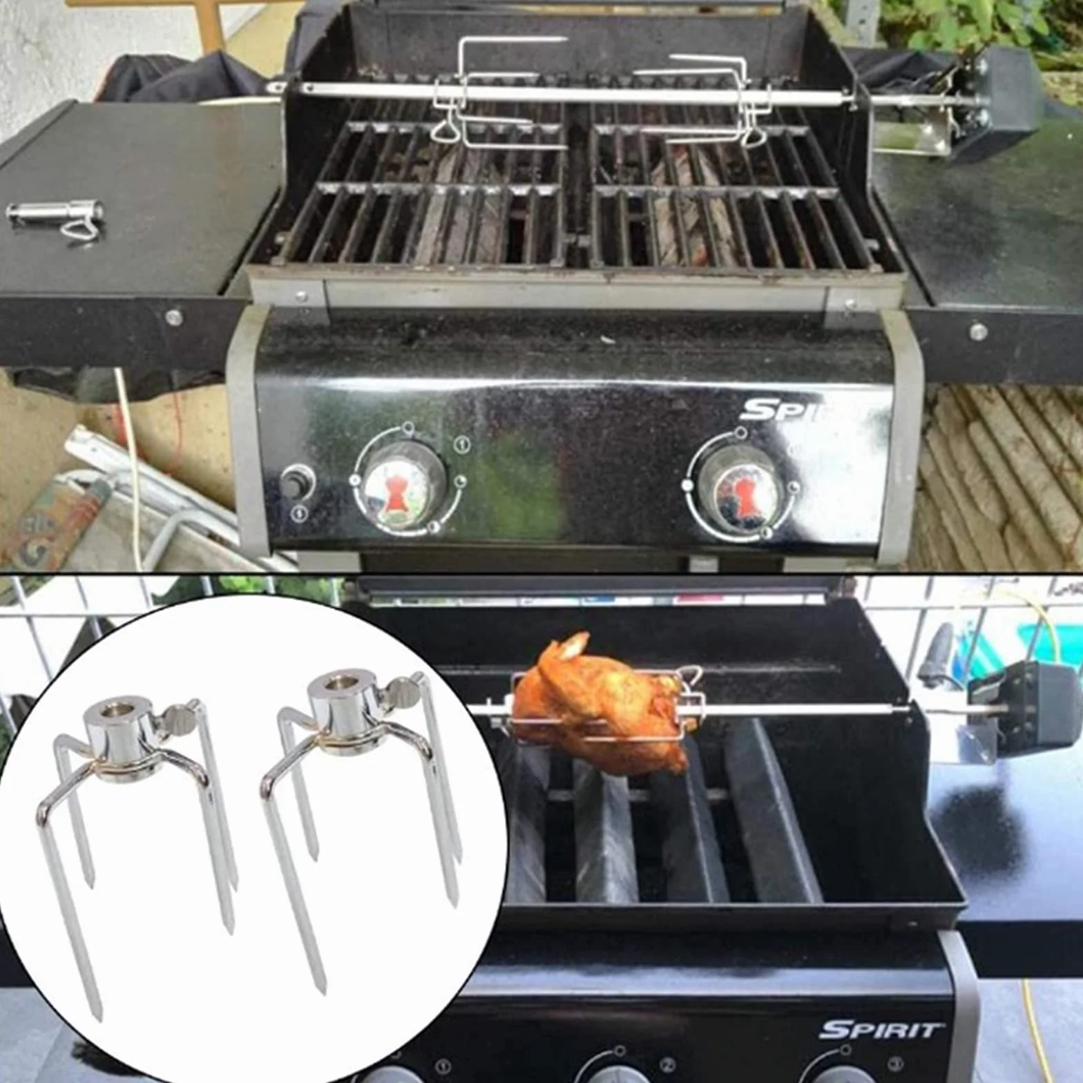 Widelce do kurczaka, widelec ze stali nierdzewnej, grill, rożen do rożna, widelce do kurczaka, grillowany rożen do kurczaka, widelec do grilla ze stali nierdzewnej, żelazne chromowane widelce do