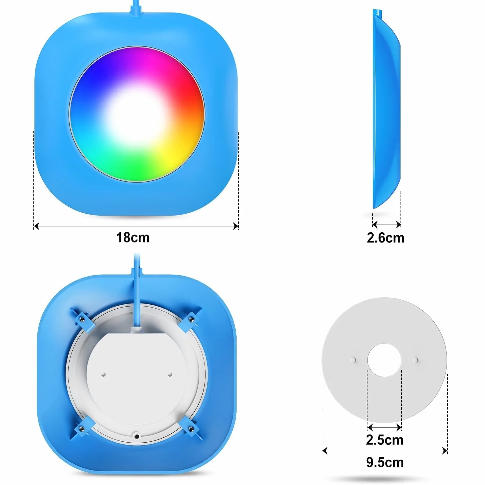 LyLmLe Bezprzewodowe oświetlenie basenowe LED 40 W, 12 V, podwójne światła zatapialne, możliwość ściemniania, timer wodoszczelności IP68, magnetyczna lampa basenowa z kablem 8 m do basenu nad ziemią