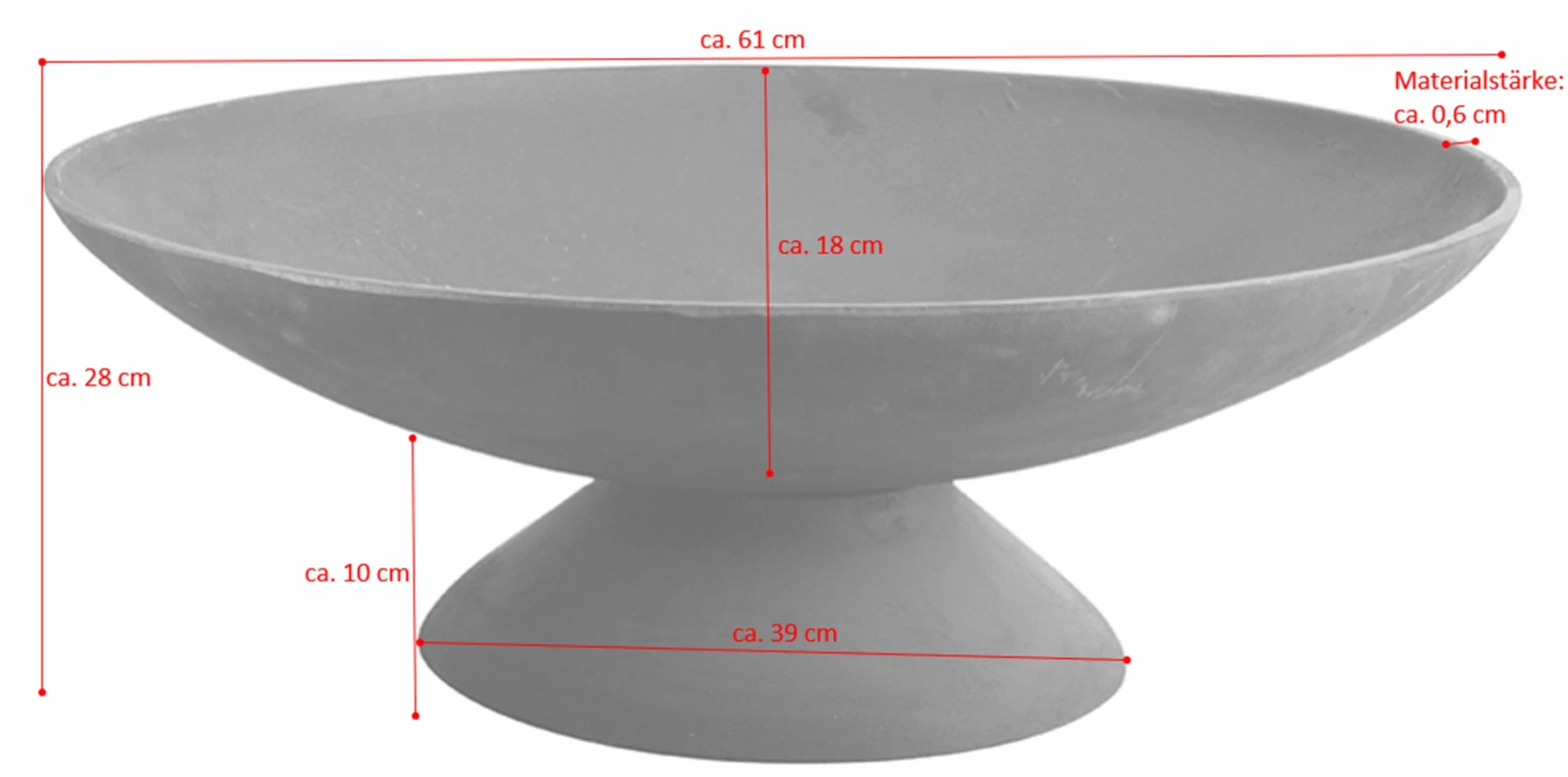 Jet-Line Palenisko | Indio | ogród | grill | 60 cm | design | do użytku na zewnątrz | metal | palenisko | wysokość 21 cm | ogień ogrodowy | ogień na taras | miska grillowa | pojemnik na ognisko | do