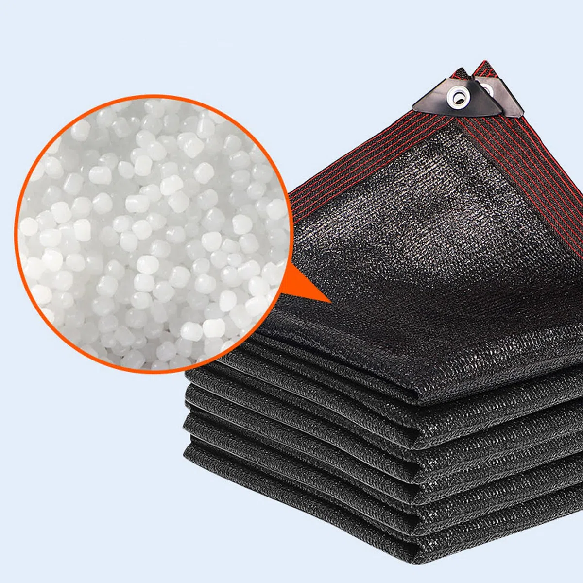 8 x 10 m siatka zacieniająca do szklarni ze wzmocnionymi przelotkami z materiału HDPE i współczynnikiem zacienienia 75%, idealna do chłodzenia dziedzińca, budy, kurników i osłony dla roślin