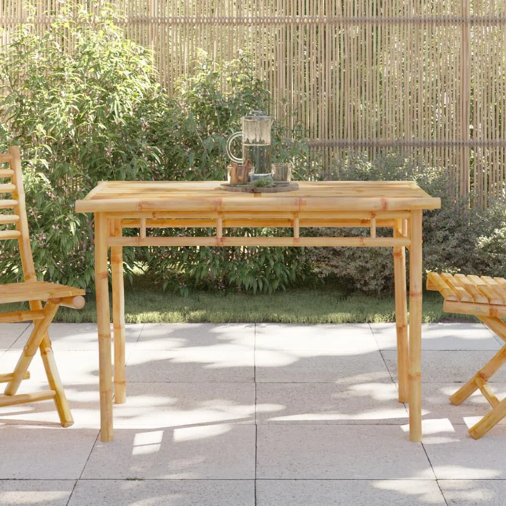 Bambusowy stół do jadalni na taras, prostokątny, 110 x 55 x 75 cm, stół ogrodowy z bambusa do posiłków na świeżym powietrzu, wytrzymały i wodoodporny blat stołu na napoje i przekąski