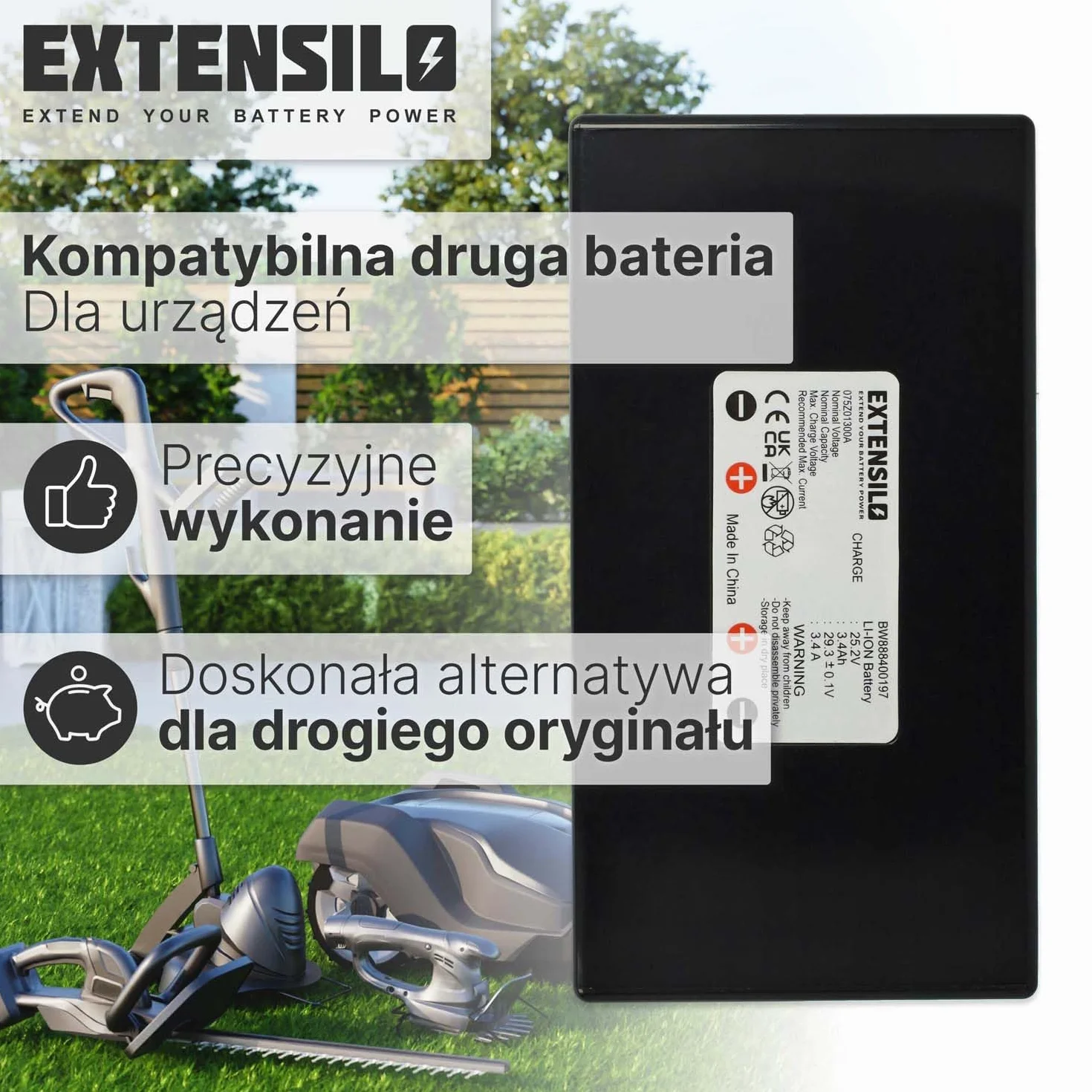 Akumulator kompatybilny z Stiga Autoclip 200, 223, 225, 228, 225s, 228s, 221, 125, 127 robot kosiarka (3400 mAh, 25,2 V, Li-Ion)