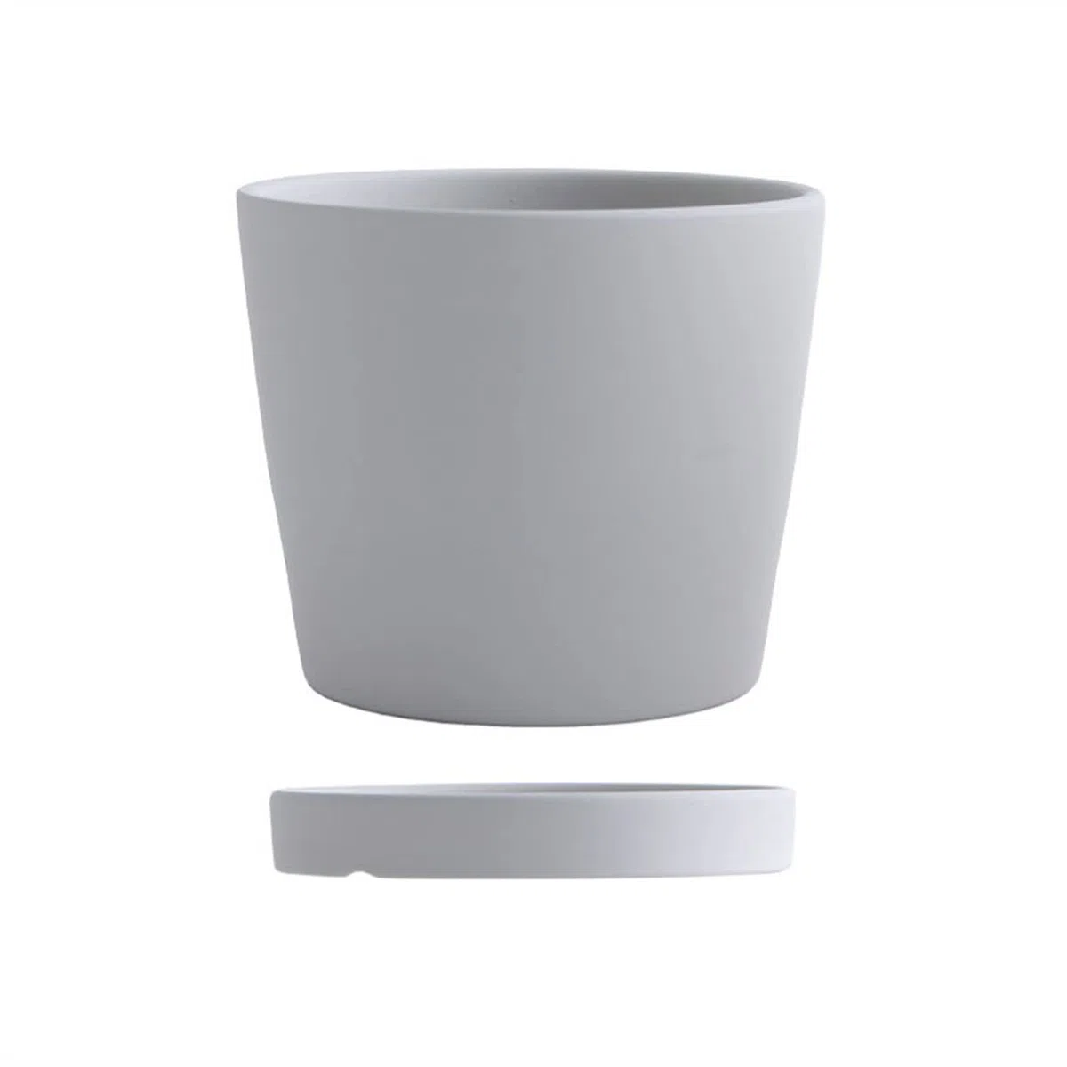 HIHELO Donice Ceramiczna okrągła doniczka z otworami drenażowymi sukulenty kaktus orchidea doniczka doniczkowa prosta z tacą doniczka do przedszkola (kolor: szary)