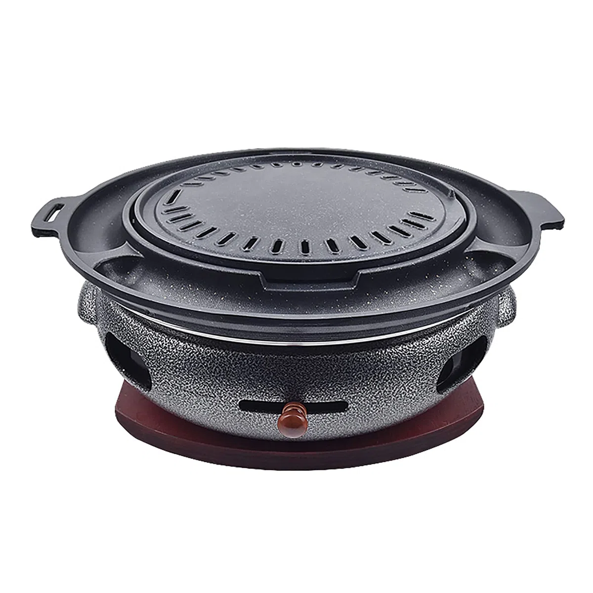 Przenośny bezdymny grill na węgiel drzewny z kolorową drewnianą tacą 32 cm x 10,5 cm idealny na kemping i pikniki idealny sprzęt do gotowania na świeżym powietrzu