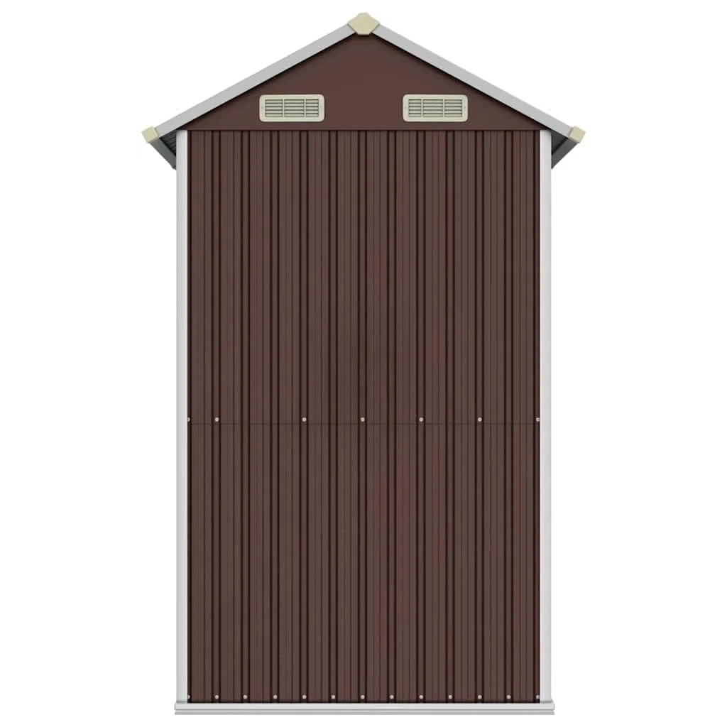 Domek na narzędzia Braun 192 x 152,5 x 237 cm z ocynkowanej stali, metalowa szopa do ogrodu z 4 otworami wentylacyjnymi, praktycznymi drzwiami i ukośnym dachem, idealna jako stalowa szopa na narzędzia
