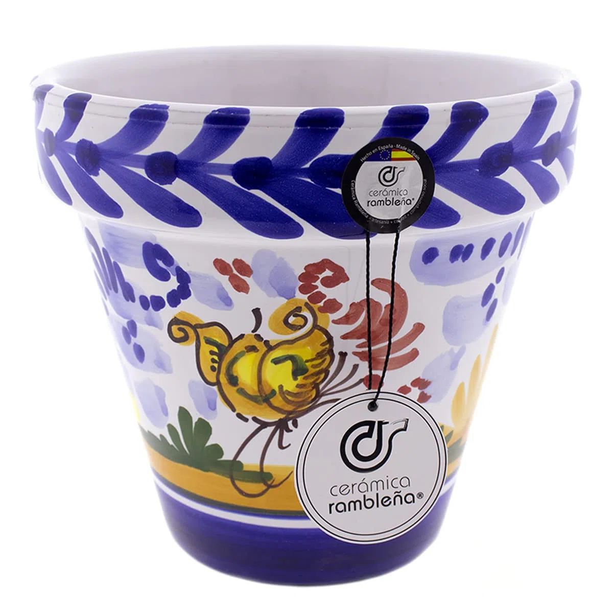 Ceramika RAMBLEANIA | Doniczki z czerwonego błota | Dekoracyjne doniczki | Doniczki ceramiczne | Doniczki na zewnątrz | Udekorowane Monteria - D112 | 100% Ręcznie wykonana dekoracja | 35 x 35 x 35 cm