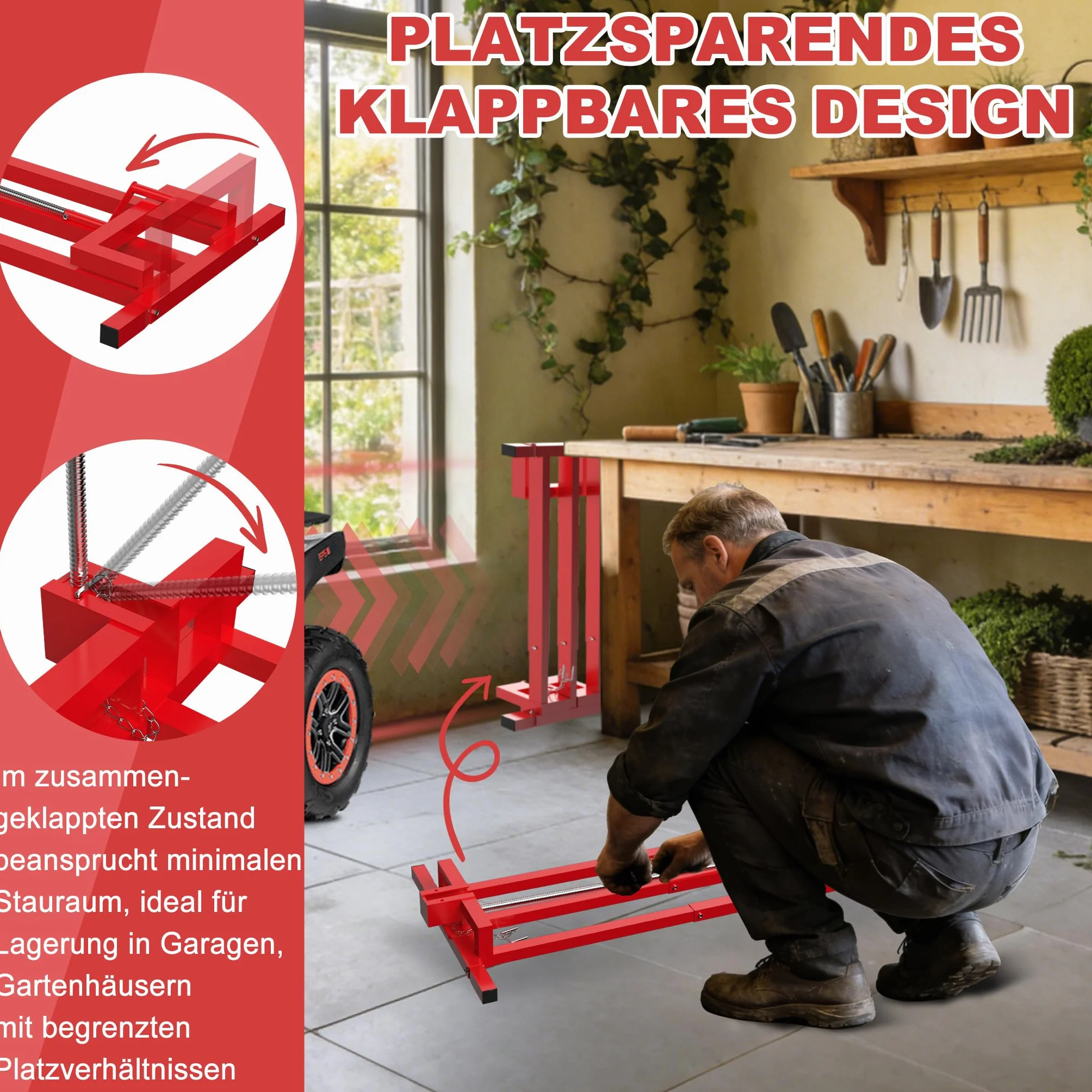 Froadp Podnośnik do Kosiarek 400KG Podnośnik z Regulacją Kąta Nachylenia 45° Podnośnik Teleskopowy do Kosiarki Samojezdnej Traktorka do Trawy Kosiarki Samojezdnej Traktorka do Trawy