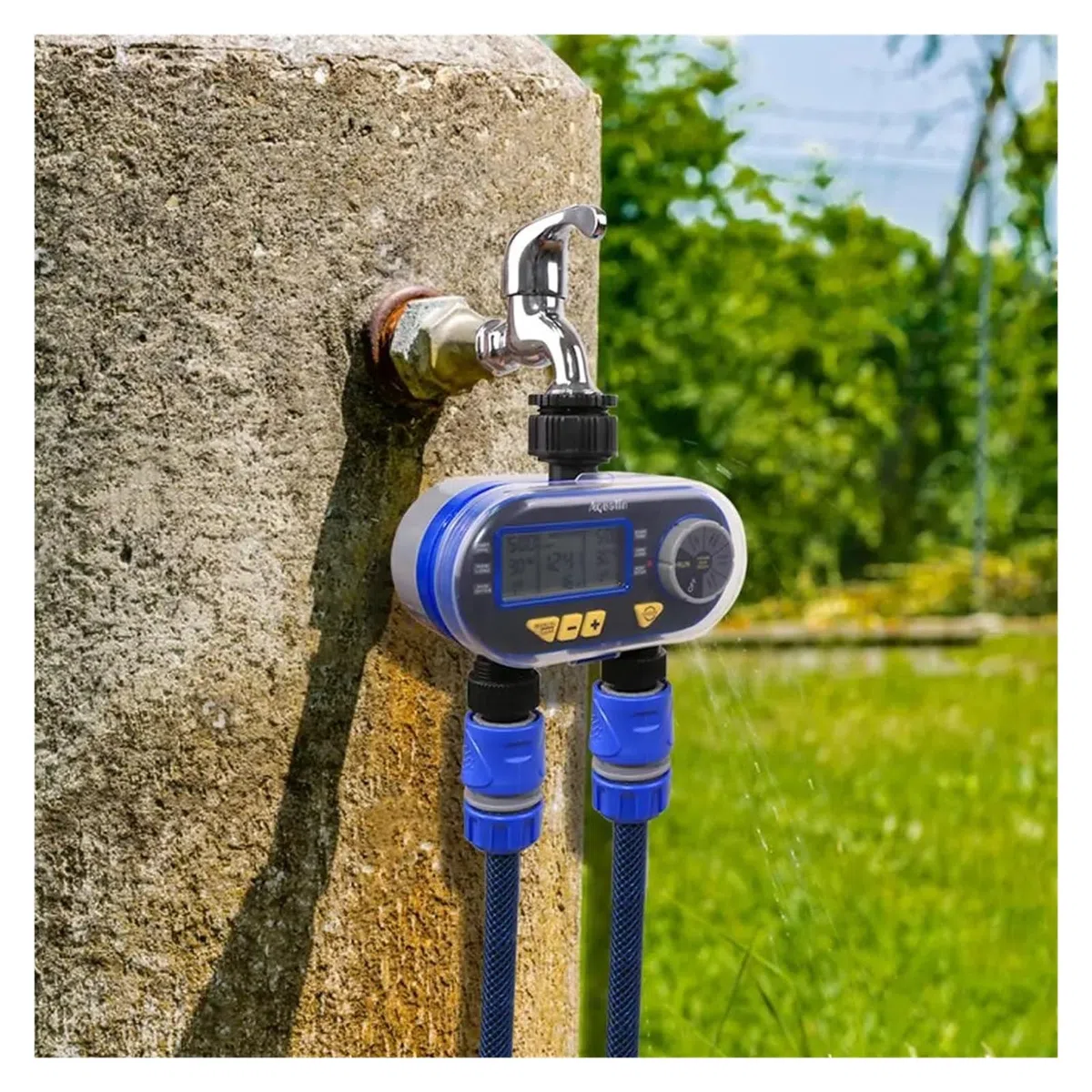 Zegar do nawadniania ogrodu Dwa wyjścia Ogród Cyfrowy automatyczny wyłącznik czasowy Zawór elektromagnetyczny Zegar do podlewania ogrodu 21060 i czujnik deszczu 21103#21060R