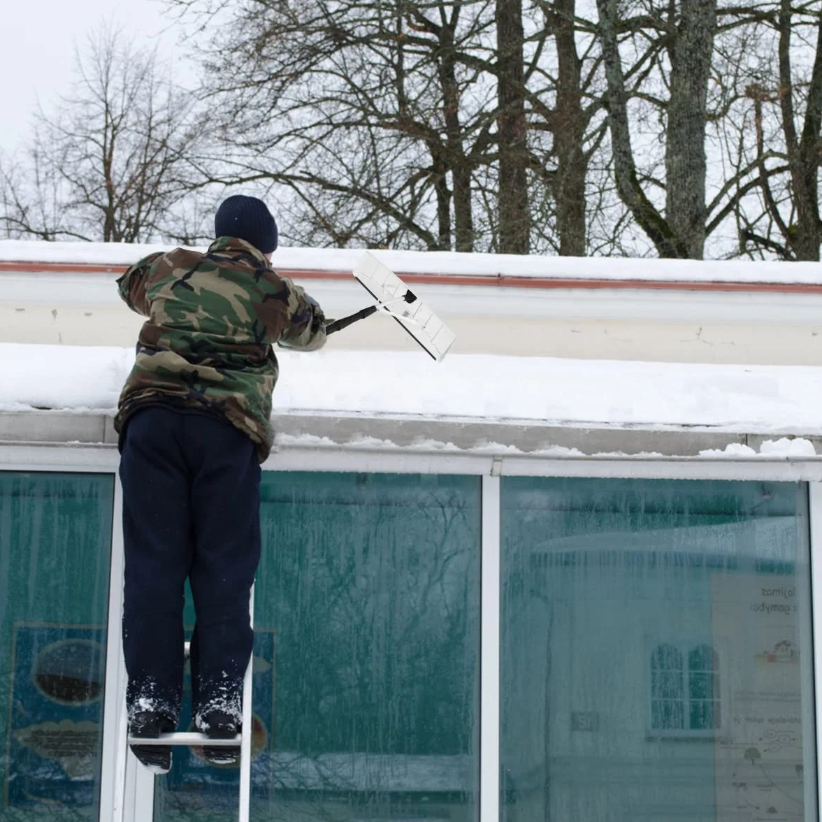 COSTWAY Łopata do śniegu z gumową krawędzią, zakres regulacji 201-630 cm, odśnieżarka z aluminium, odśnieżarka dachowa do instalacji solarnych i dachu