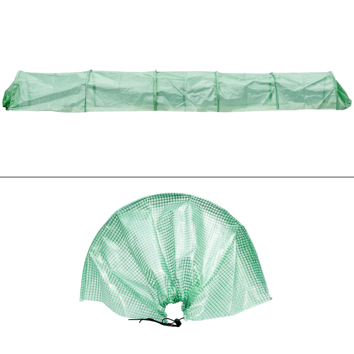 ECD Germany Tunel Foliowy Roślinny 300x55x35 cm 3m Przezroczysty/Zielony Folia PE-Siatka 135 g/m² z 6 Zakrzywionymi Drutami Stalowymi Ø 2mm, Szklarnia Chłodnia