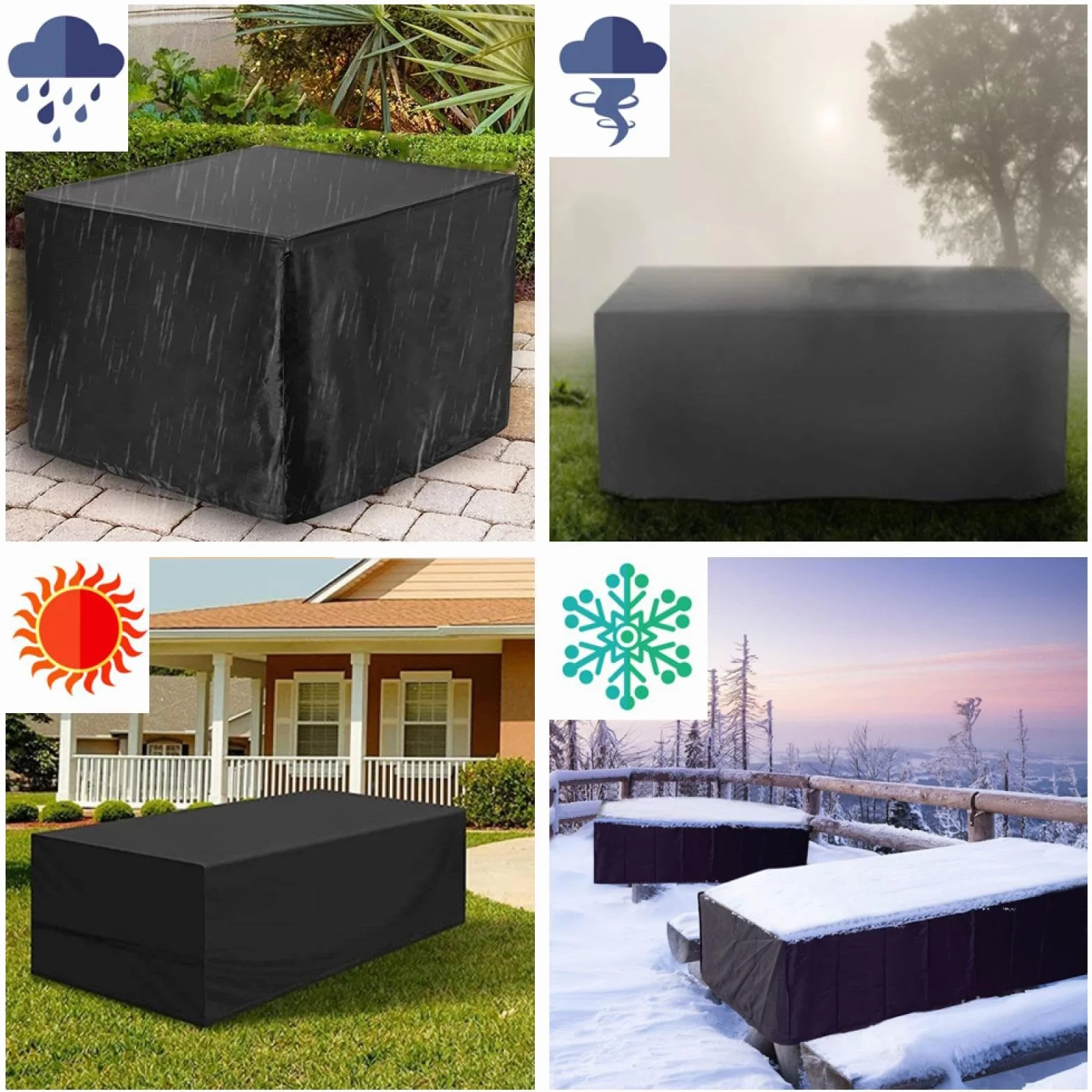 Waterpof pokrowiec na meble ogrodowe na sofę rattanową 255 x 180 x 70 cm odporny na rozdarcie UV Ptection Dustpof prostokątny/kwadratowy kształt ogród ptector