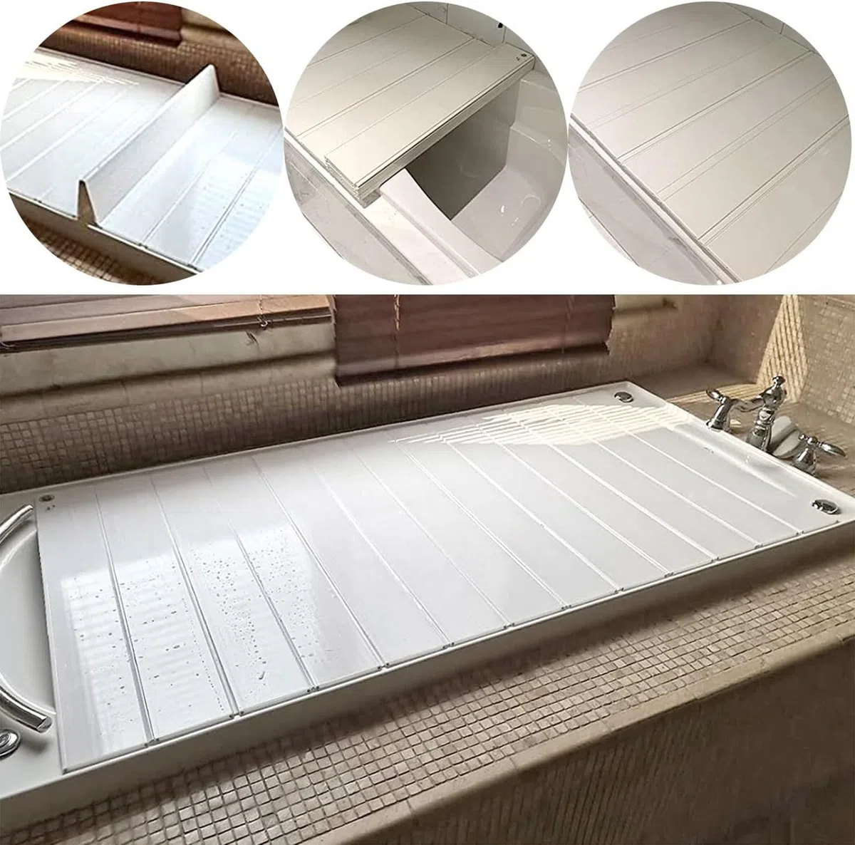 Przenośny pokrowiec na wannę – wielofunkcyjna składana pokrywa wanny przeciwpyłowa wodoodporna migawka pasuje do 138 cm x 70 cm - idealna do relaksu i kąpieli