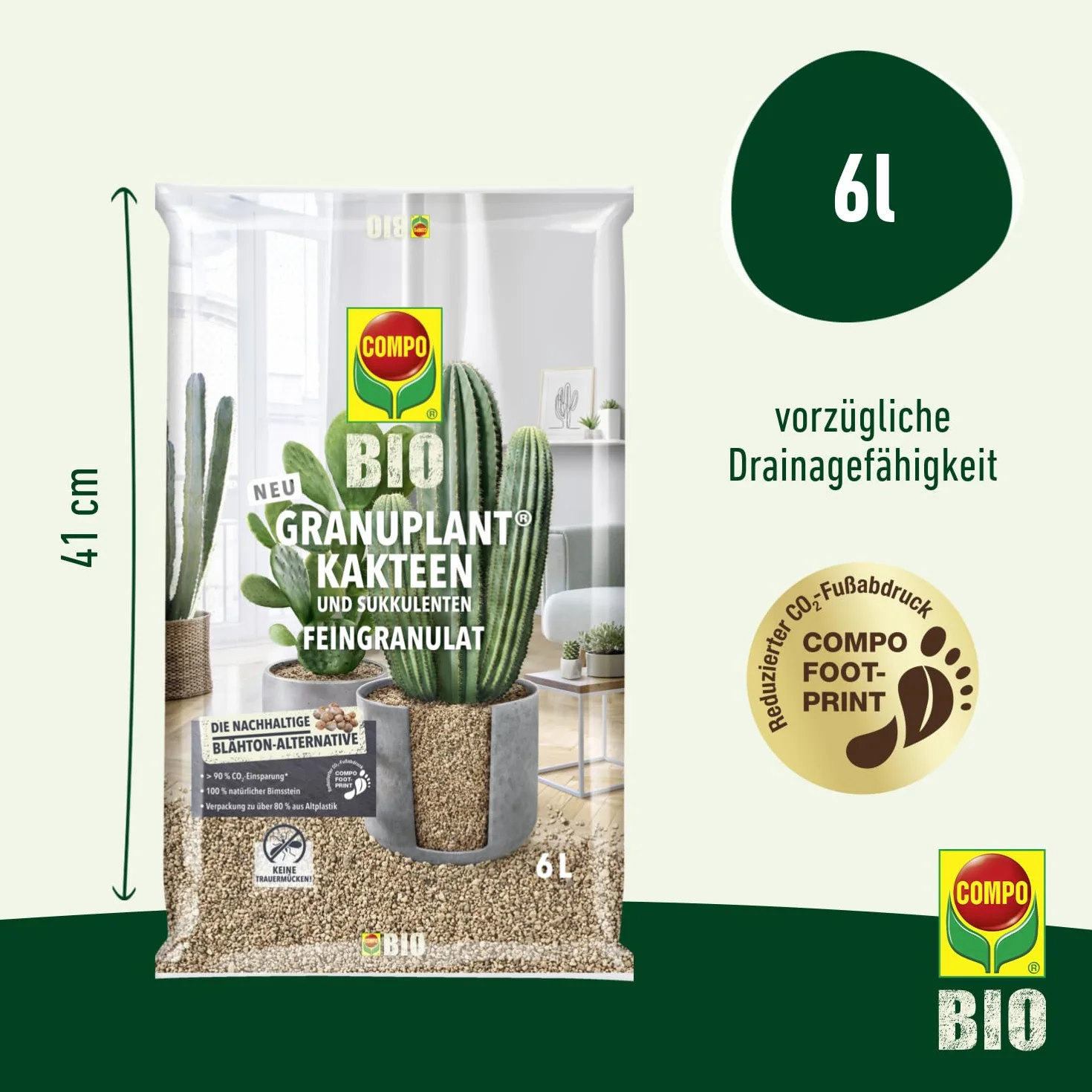 COMPO Bio GRANUPLANT® granulat do roślin kaktusów, 6 l, szary/beżowy