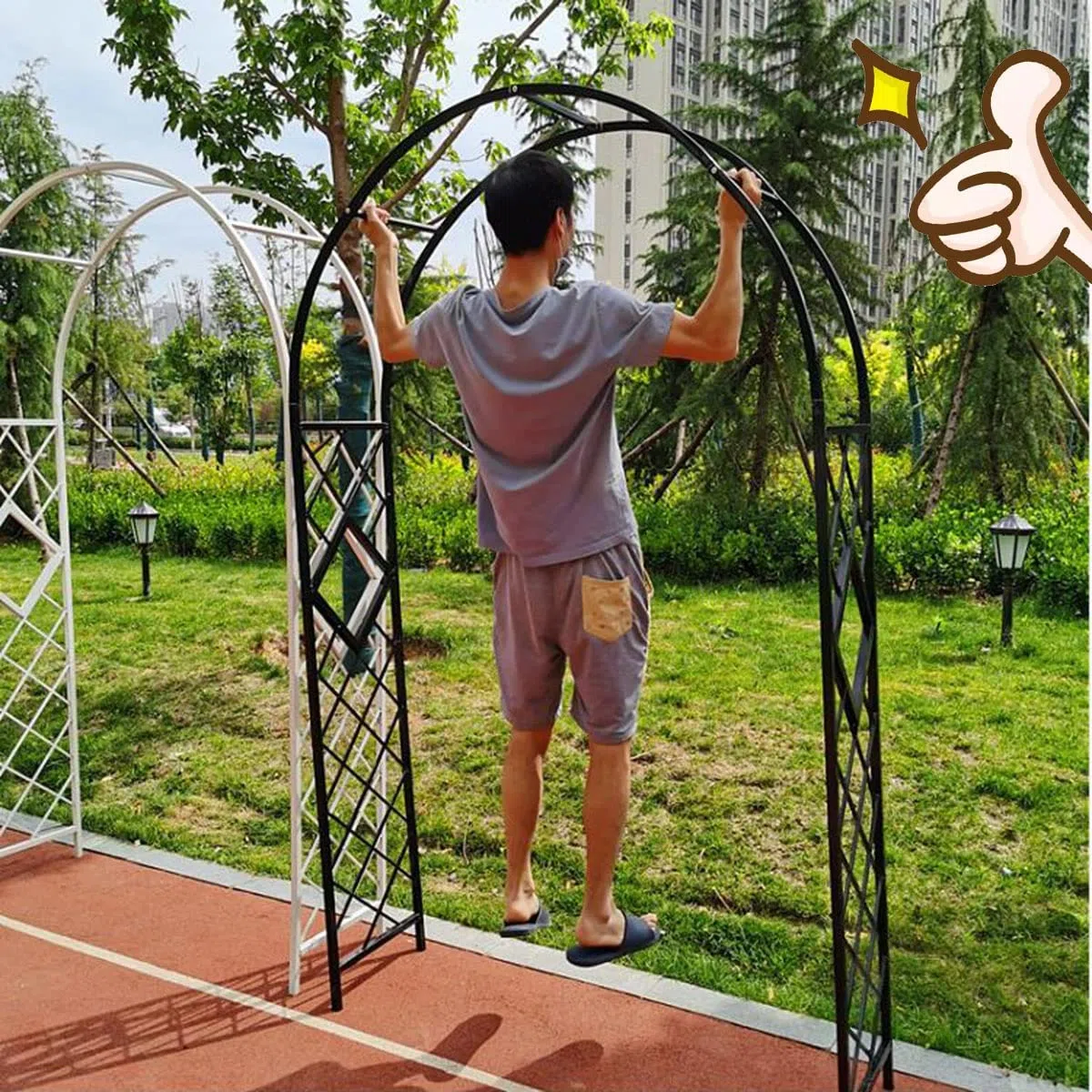 Wytrzymały metalowy łuk ogrodowy antykorozyjna kratka na róże, solidny stojak pergola dostępny w szerokościach 140 340 cm, idealny na wesela trawnikowe i dekoracje podwórka (kolor: czarny)
