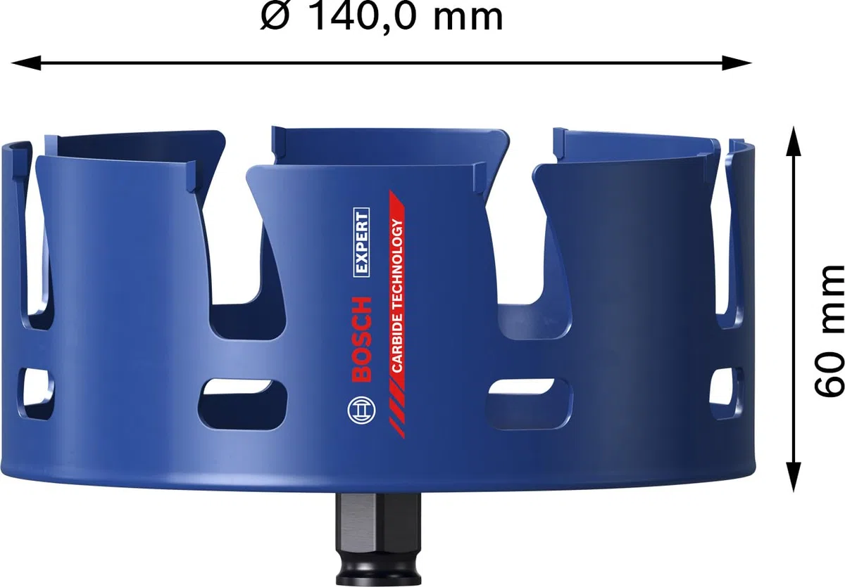 Bosch 1x Otwornica EXPERT Construction Material PC Plus (do Miękkie drewno, Płyta wiórowa, Ø 140 mm, Professional Akcesoria Wiertarki)