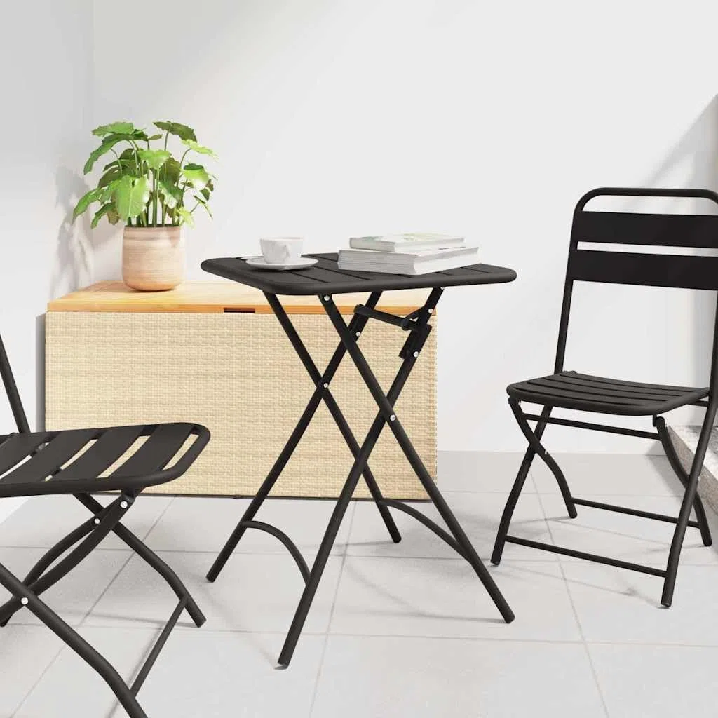 Stolik bistro antracytowy ze stali malowanej proszkowo, 55 x 55 x 72,5 cm, składany, do ogrodu, na taras, balkon, kemping, piknik i jedzenie na świeżym powietrzu