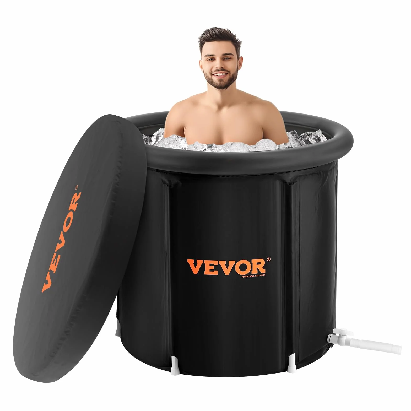 VEVOR Wanna na lód 85 cm 330 l terapeutyczna składana nadmuchiwana z pokrywą
