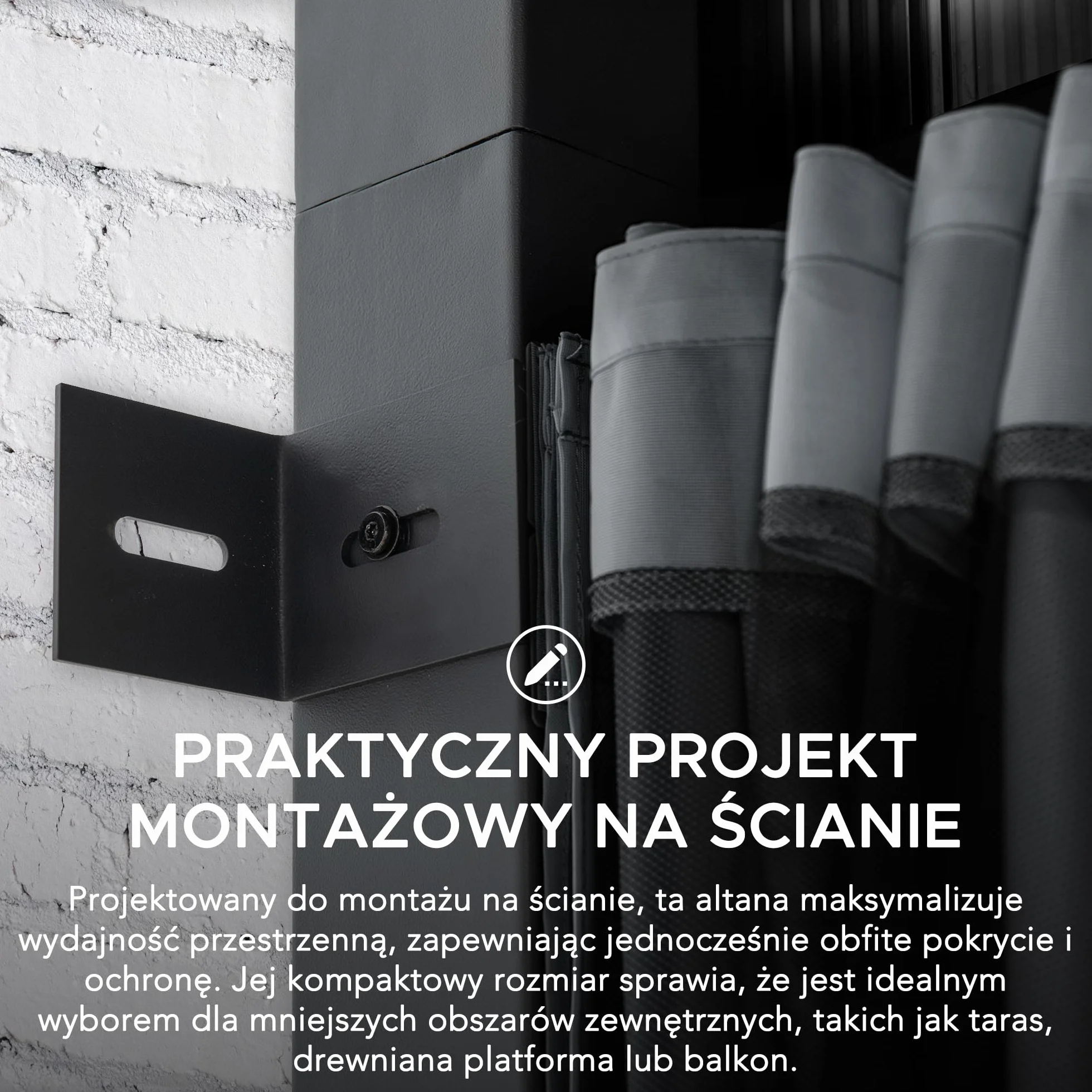 SUNJOY Pawilon Przyścienny 3 x 3,6 m z Zasłonami i Moskitiery, Grubsze Słupy 8 cm, Metalowa Konstrukcja, Wodoodporny Dach z Poliwęglanu, Pergola do Ogrodu, Tarasu i Werandy