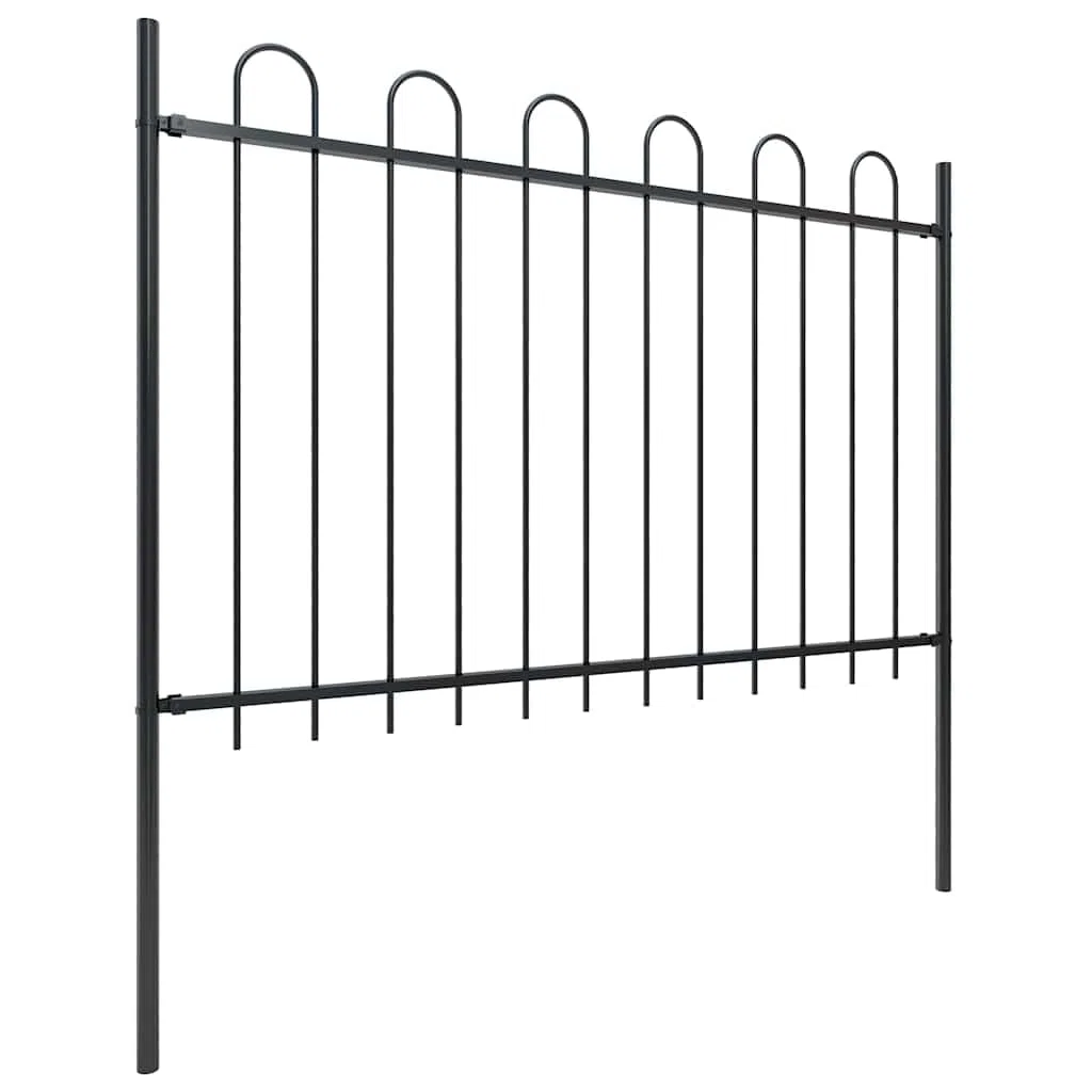 Ogrodzenie ogrodowe z łukiem okrągłym, wytrzymała stal, 537 x 120 cm, czarne, dekoracyjne obramowanie ogrodu na podwórko i działkę, zestaw ogrodzeniowy z możliwością rozszerzenia