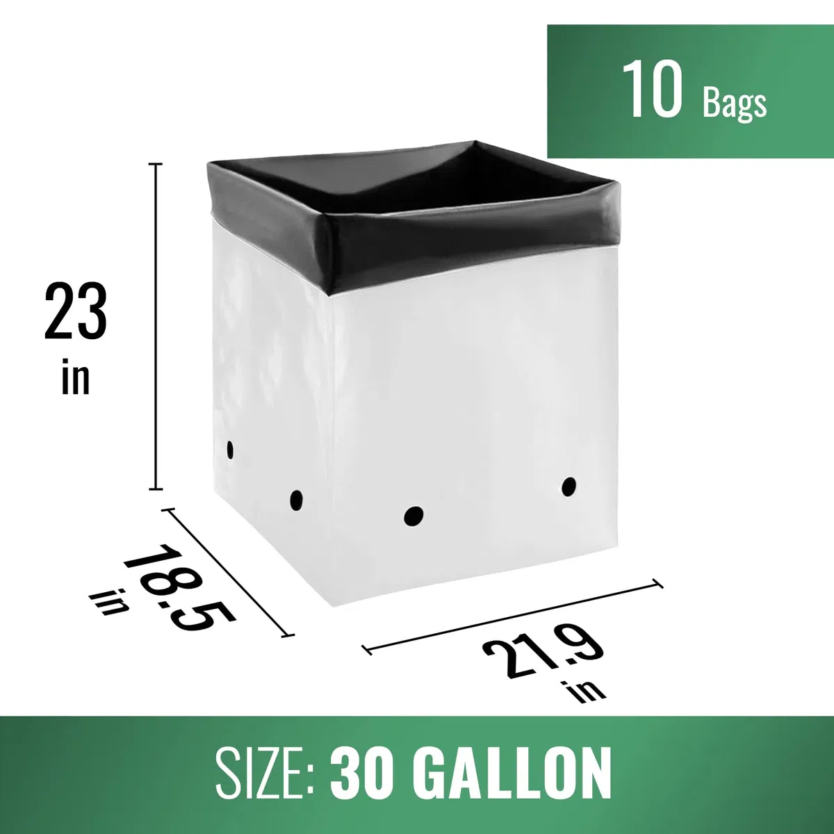 DL Wholesale Grow1 plastikowe worki do uprawy roślin (czarne/białe) (10 sztuk, 30 galonów)