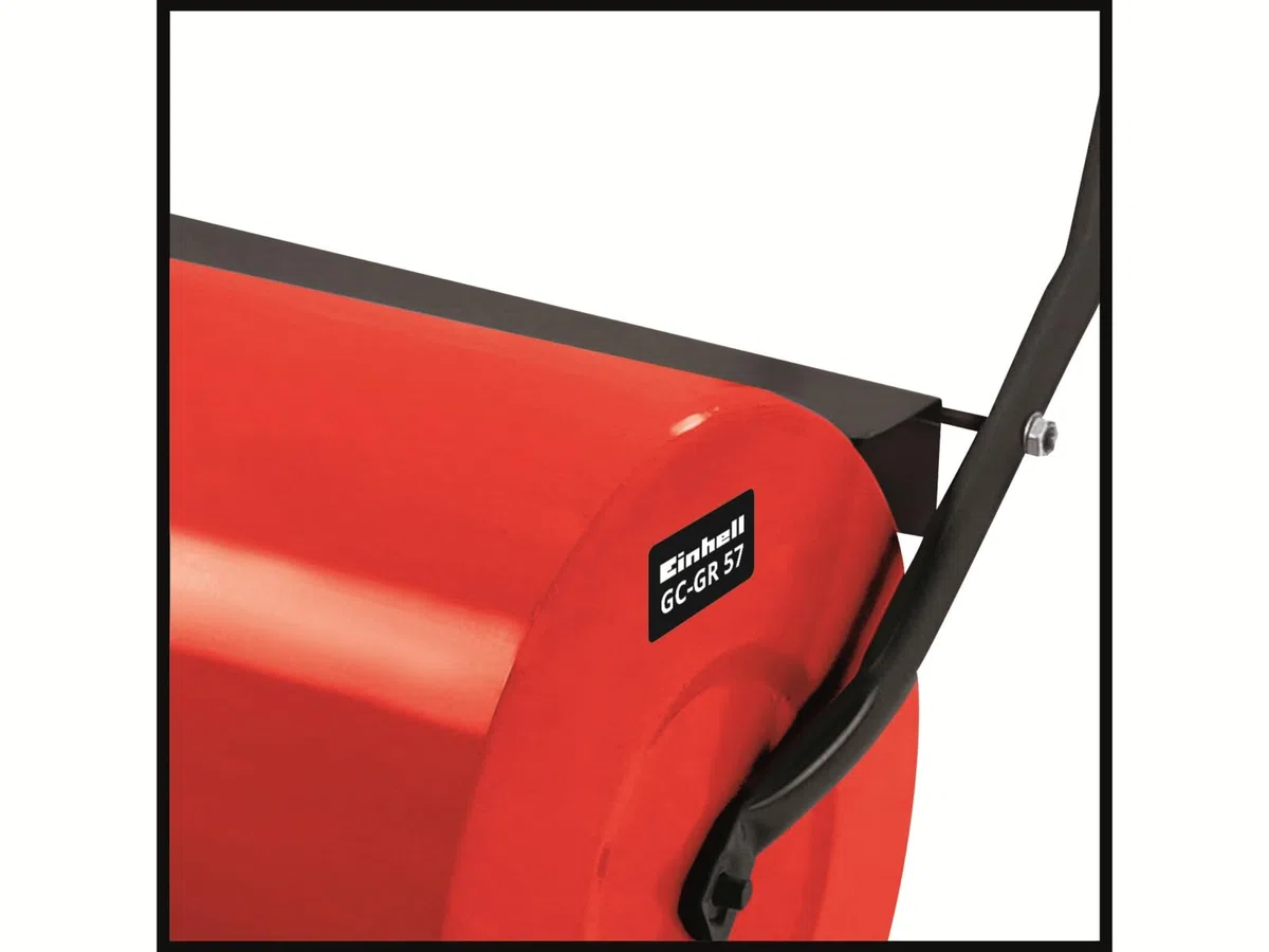 Einhell Walec do trawnika GC-GR 57 (szerokość 57 cm, średnica 32 cm, możliwość napełniania po bokach (wodą i piaskiem) z zamknięciem, regulowany pas do usuwania brudu), czerwony