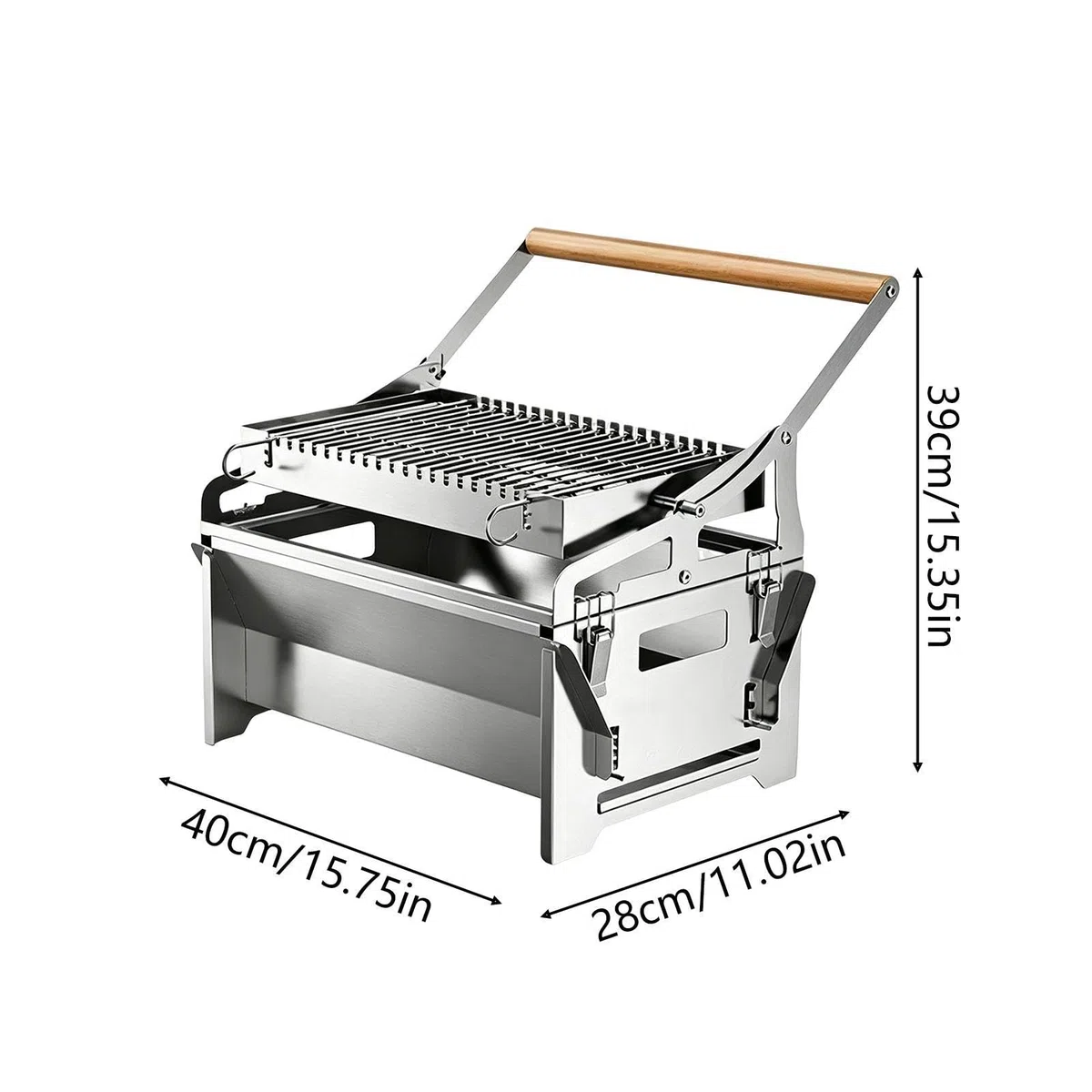 Grill Węglowy BBQ Obrotowe Narzędzie Grillowe Kempingowe Ze Stali | Grill Węglowy Do Pieczenia Na Piknik, Ogród, Taras, Plażę, Kemping, Imprezy Rodzinne, Podwórko I Park