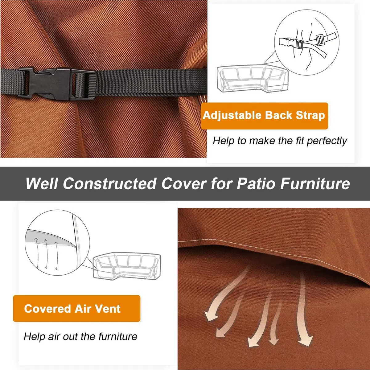 NettyPro Patio w kształcie litery V segmentowy zestaw wypoczynkowy pokrowiec wodoodporny (V-100 Lx100 Dx30 H)