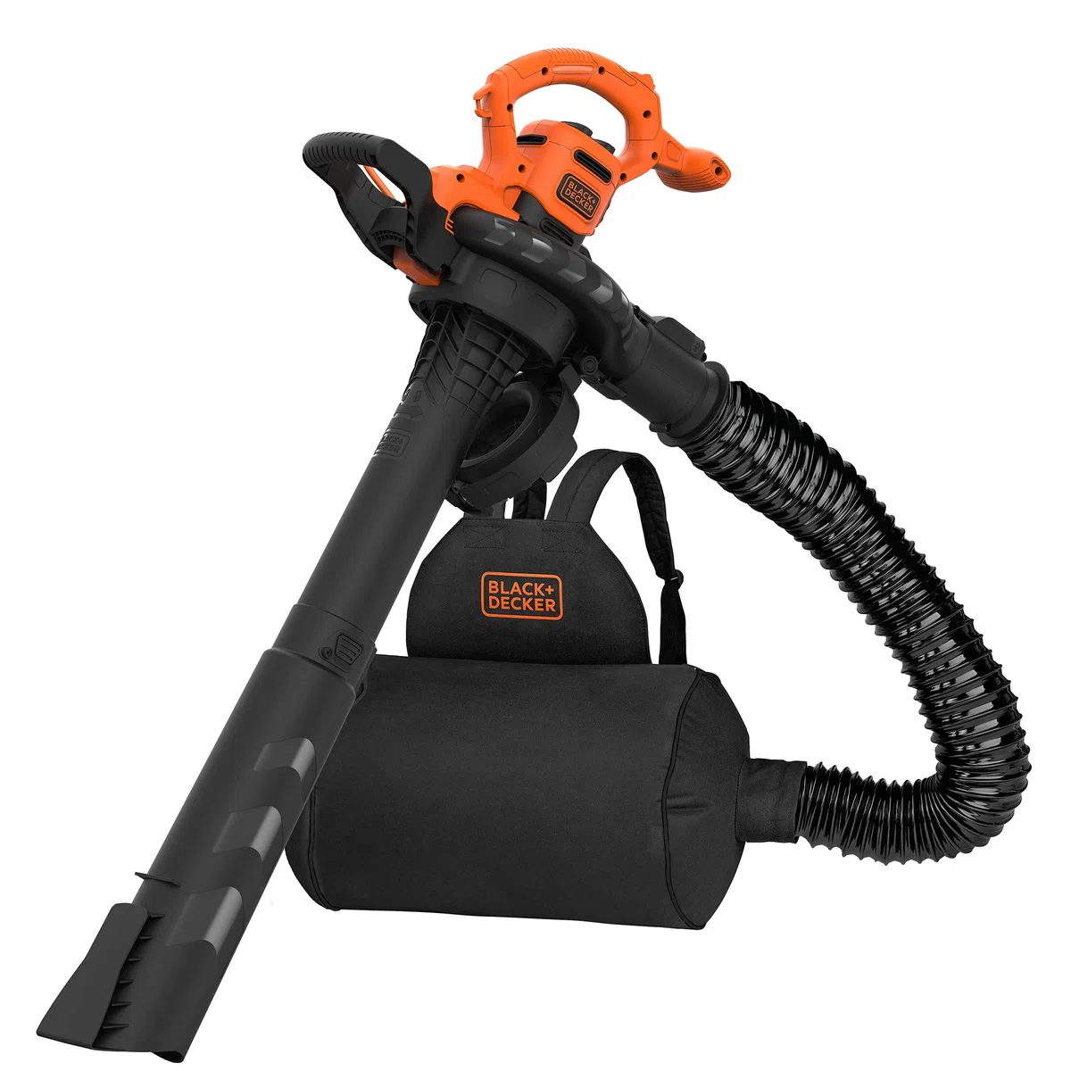 Black+Decker BEBLV290 elektryczny odkurzacz do liści/dmuchawa do liści 3 w 1 (2900 W, z rozdrabniaczem, wysoka prędkość nadmuchu 315 km/h, plecak 55 l, na taras, ścieżki, wjazdy)