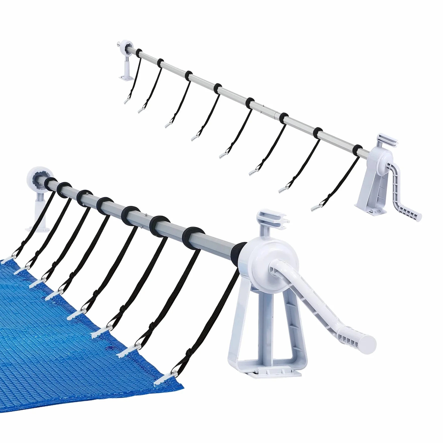 Froadp Zwijacz basenowy, akcesoria do basenu, z aluminium, 105-615 cm, osłona basenu, odporna na warunki atmosferyczne, do plandeki basenowej i plandeki solarnej