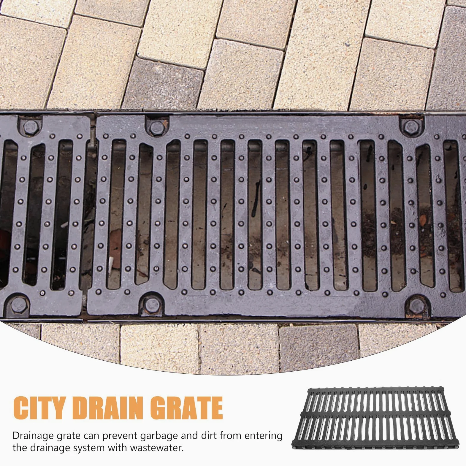 Stabilny 500 x 240 mm wymienna pokrywa odpływowa z żywicy – wytrzymały plastikowy ruszt kanalizacyjny do zarządzania wodą deszczową w ogrodach i na zewnątrz