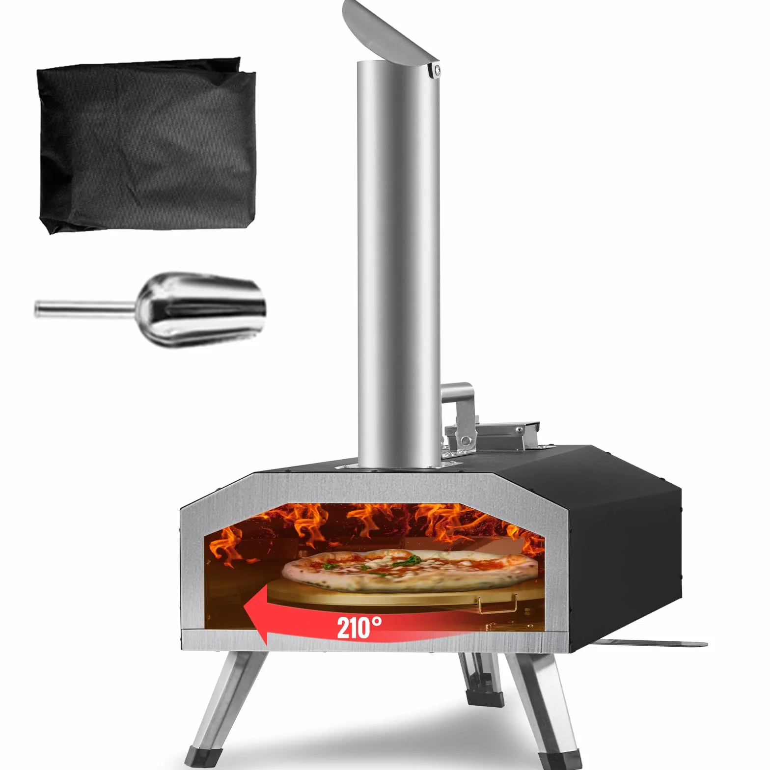 VEVOR Przenośny piec do pizzy gazowy 304,8 mm stal nierdzewna 540 ℃