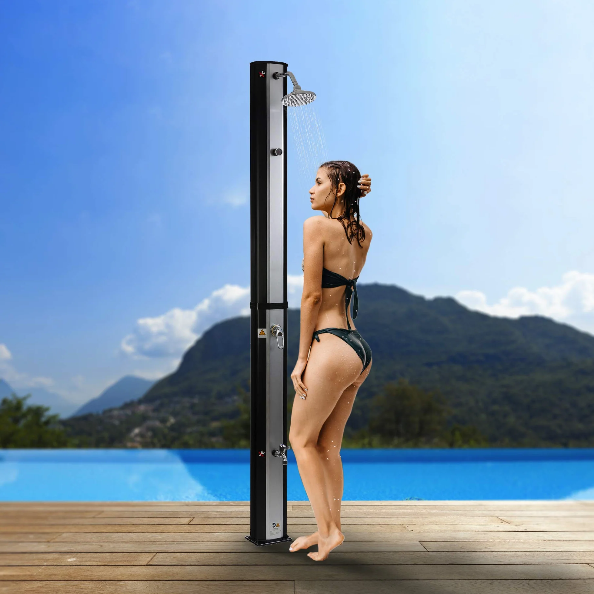 AREBOS Solar Shower 35 litrów 216cm Prysznic ogrodowy z termometrem