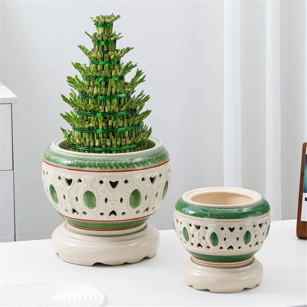 doniczki Chiński styl kreatywny pusty taca hydroponiczna doniczka na kwiaty wysokotemperaturowa ceramiczna doniczka na rośliny bez otworów doniczki ceramiczne(Duży)
