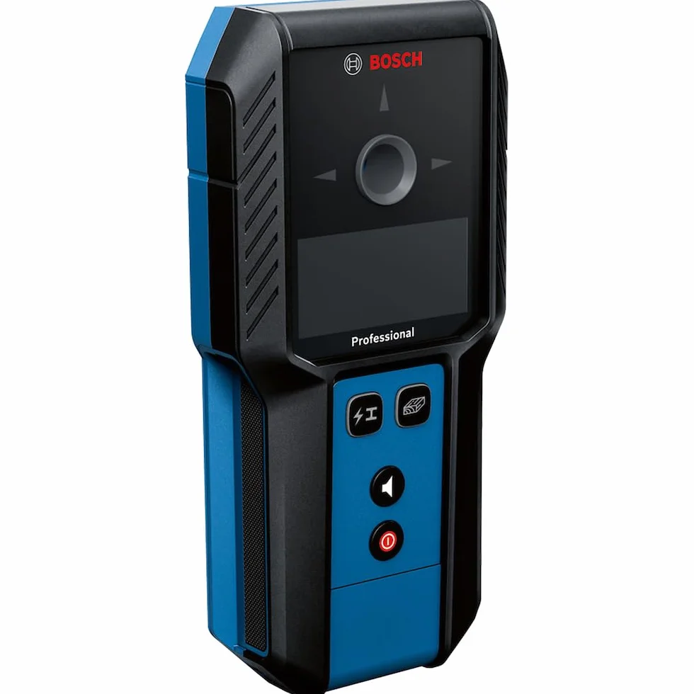 Bosch Professional: detektor GMS 120-27(przewód USB-C, maks. głębokość detekcji metali niemagnetycznych/metali magnetycznych/przewodów pod napięciem/drewna: 120/100/50/30 mm, 2 baterie AA, pokrowiec)