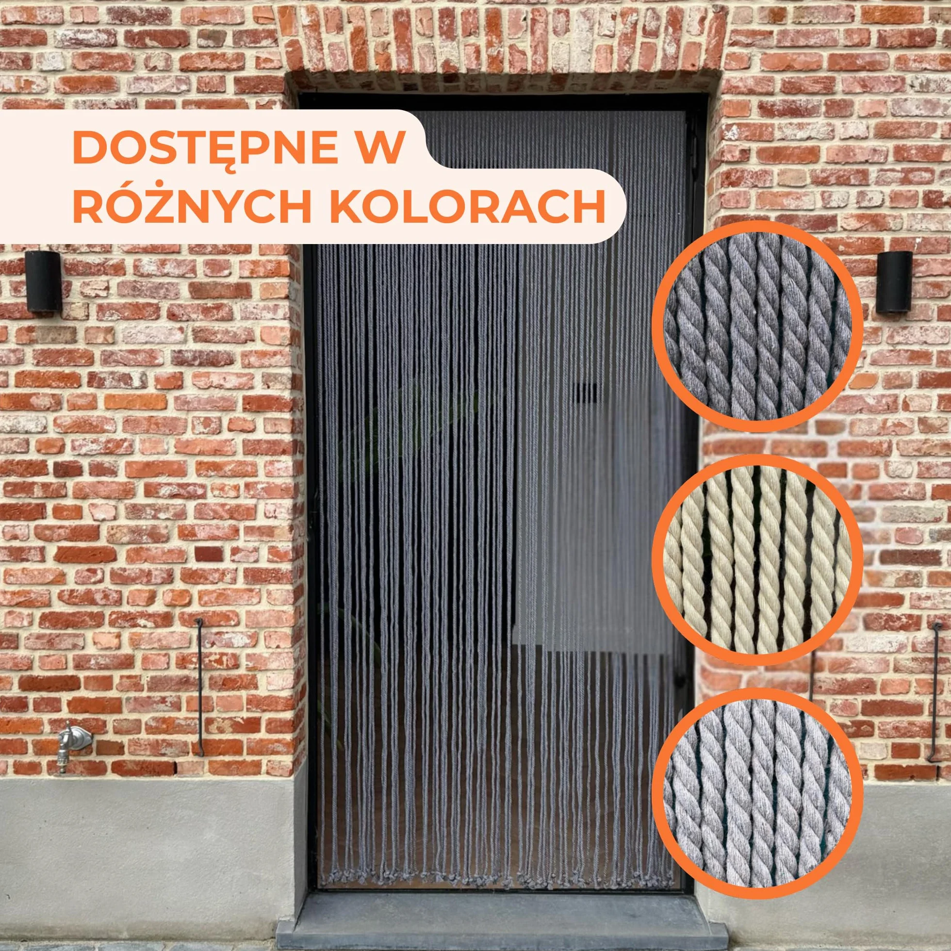 Trentero Zasłona na drzwi 120 x 230 cm ciemnoszara ze sznurkiem ściągającym ochrona przed owadami