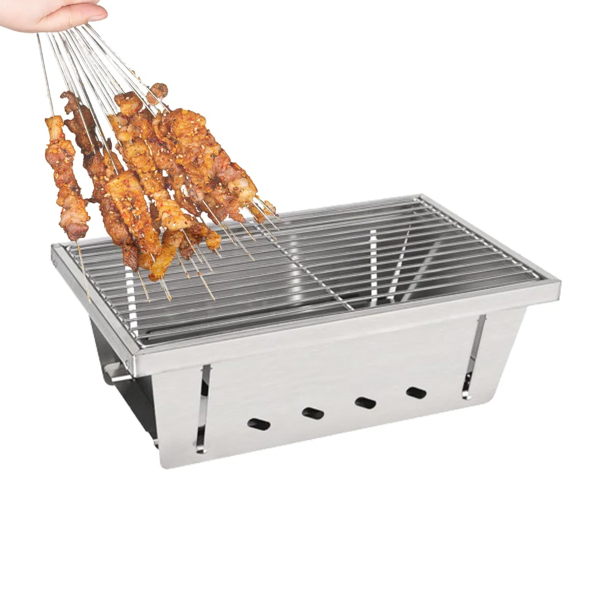 Grill Barbecue Składany Sprzęt do Gotowania Odporny na Wiatr | Grill Na Węgiel Drzewny Do Barbecue Na Wędkowanie Wędrówki Balkon Taras Podróżowanie Grillowanie Przy Ognisku