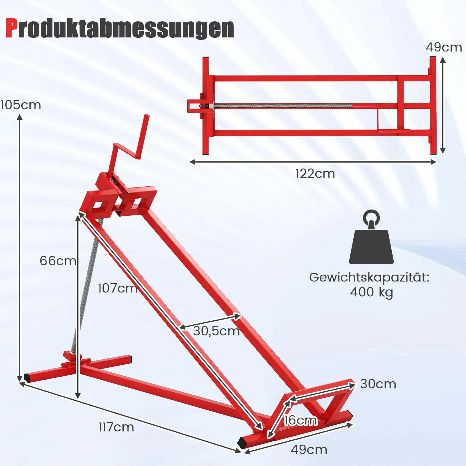 COSTWAY podnośnik do kosiarki trakcyjnej 400 kg 45° regulowany składany metalowy