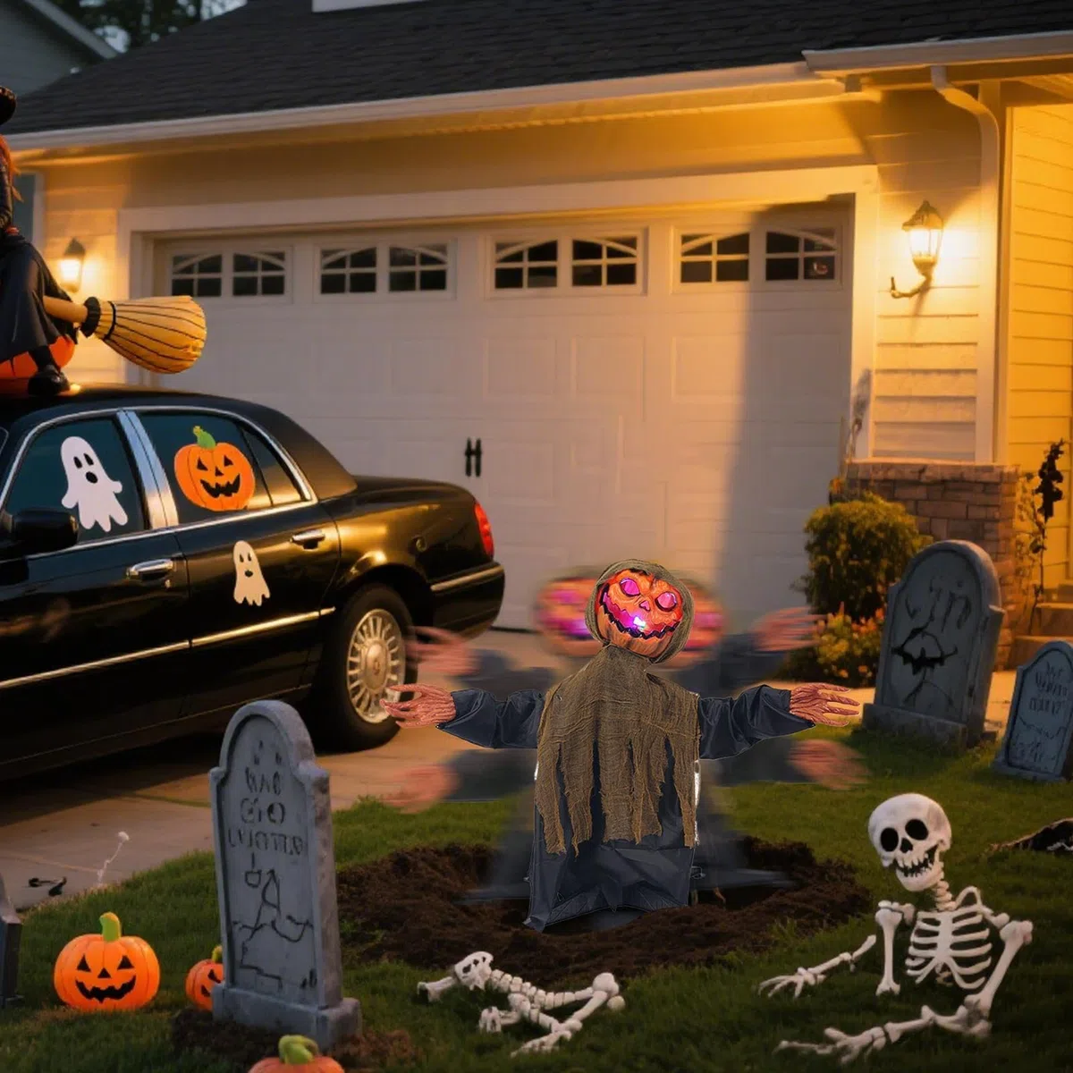 Générique Dekoracje Halloween - Impreza Ducha Ornament | Straszny O?wietlony Oscyluj?cy Wystrój z d?wi?kiem taras, trawnik, werand?, imprez?, ?cie?k? tyln?, podwórko, festiwal, ogród
