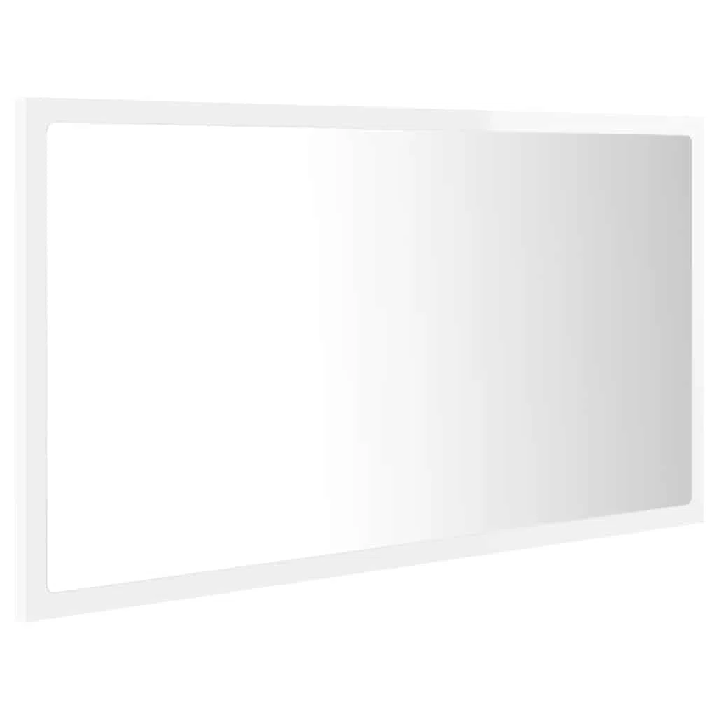 Lustro łazienkowe LED wysoki połysk białe 80 x 8,5 x 37 cm akryl, szafki i przechowywanie, szafki pod umywalkę, szafki łazienkowe