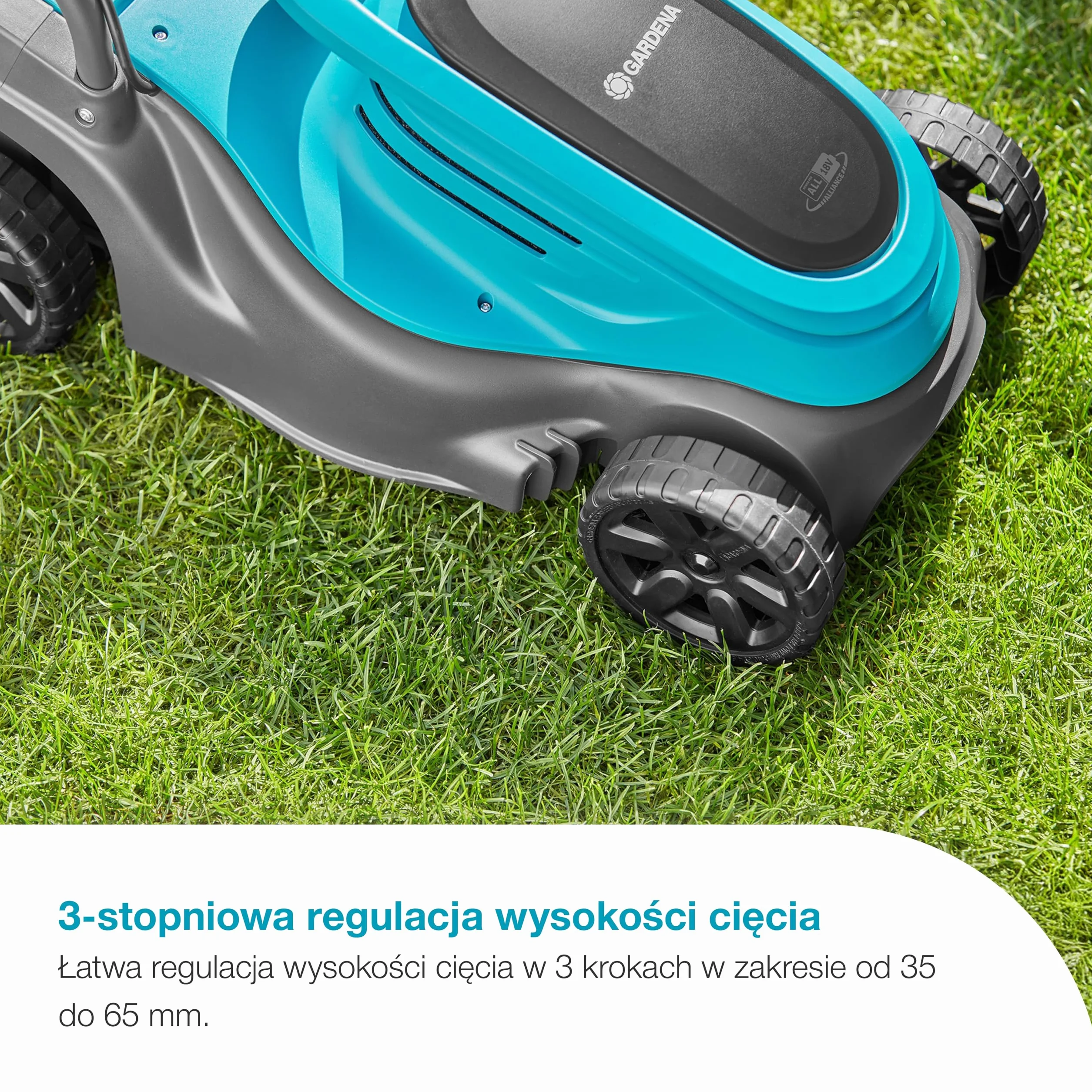 Gardena Kosiarka akumulatorowa EasyMax 30/18V P4A – zestaw z akumulatorem: Ostrze tnące, Lekkość, Regulacja wysokości, Zbieranie trawy, Brak przewodu (14629-20)