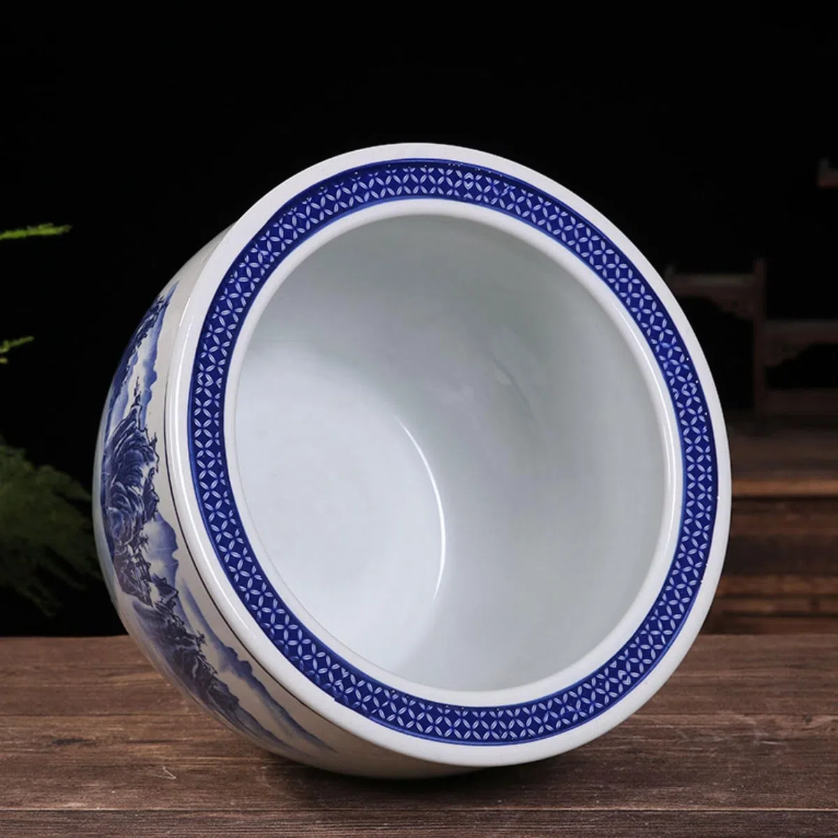 1 zestaw niebiesko-białych porcelanowych doniczek lotosu, dekoracyjne doniczki na kwiaty, pojemniki hydroponiczne, doniczki ceramiczne, doniczki na sukulenty (białe, 30 x 21 cm)