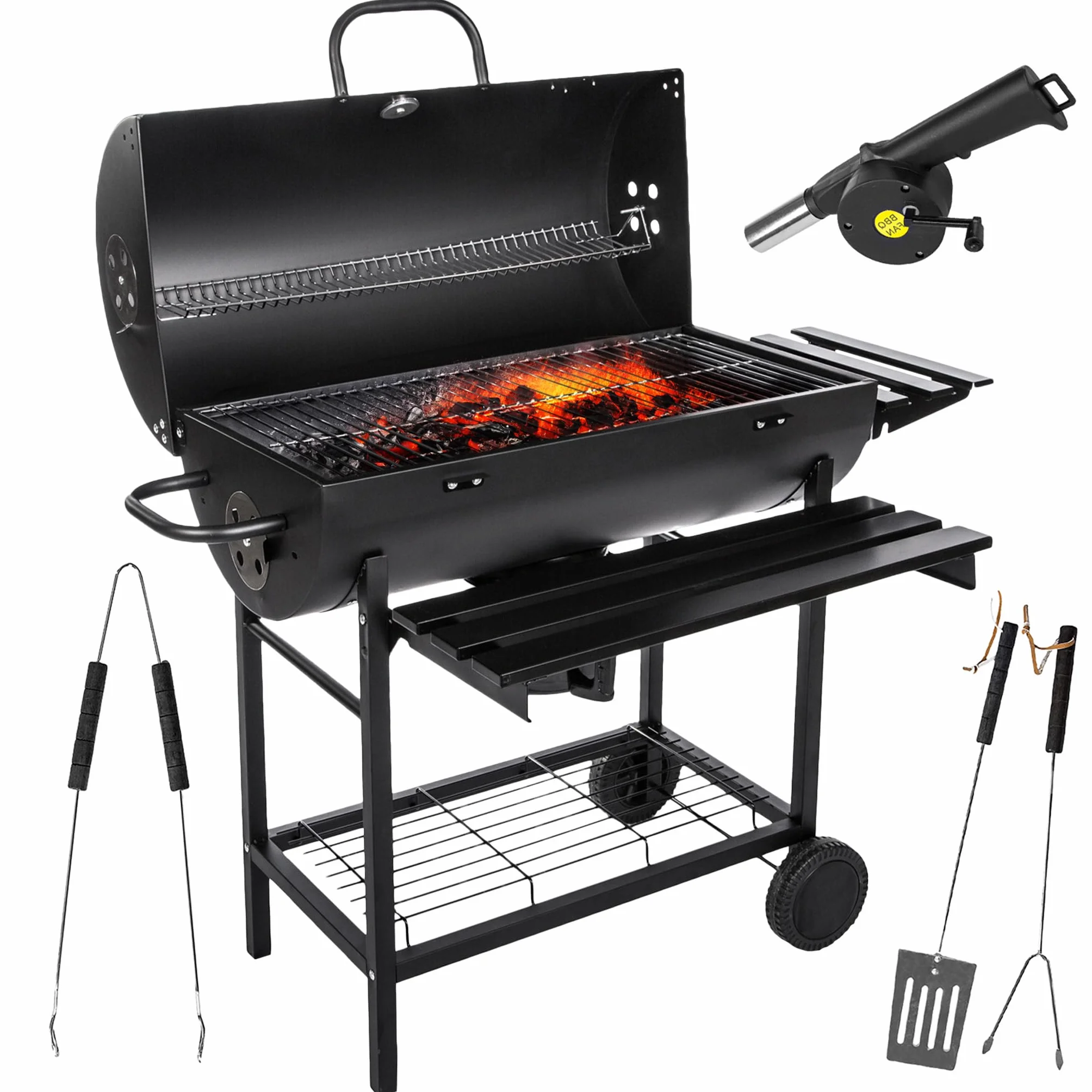 Grill Węglowy Ogrodowy z Pokrywą Przenośny 71x35 cm Five-Star GC0002