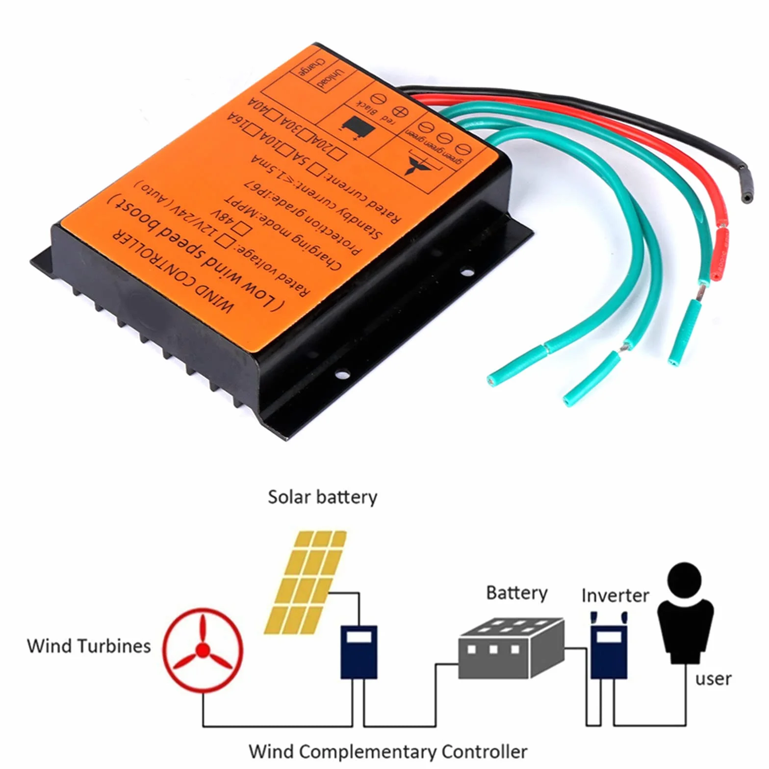 Kontroler ładowania turbiny wiatrowej 6000W-8000W MPPT 12V 24V 48V Wodoodporny