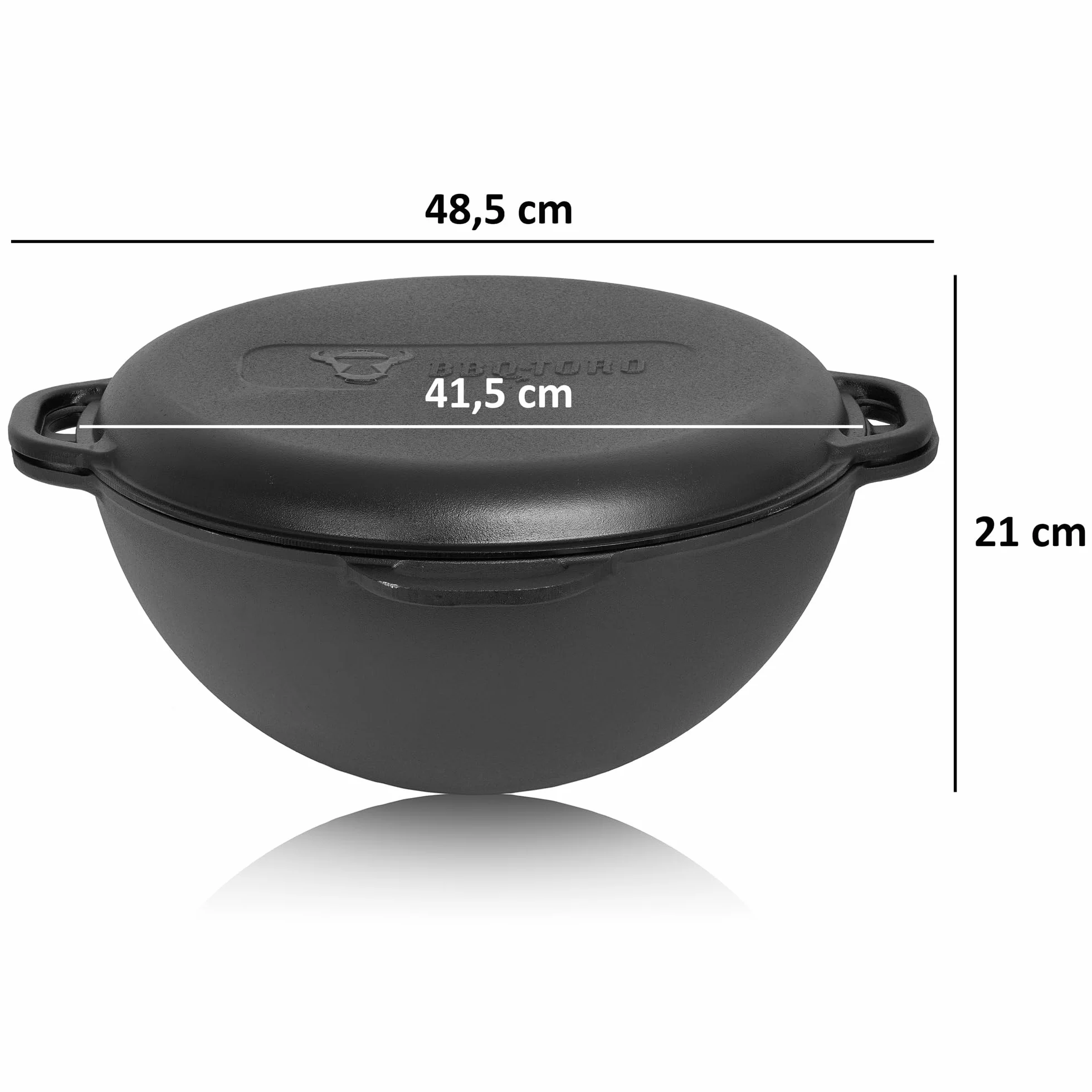 BBQ-Toro Żeliwny Kazan 19 litrów z piecem kazanowym Ø 40 cm | garnek żeliwny XXL z pokrywką, garnek żeliwny | kocioł na gulasz, piec na zewnątrz, piec do ognia, piec jednogarnkowy, palenisko, Utschak