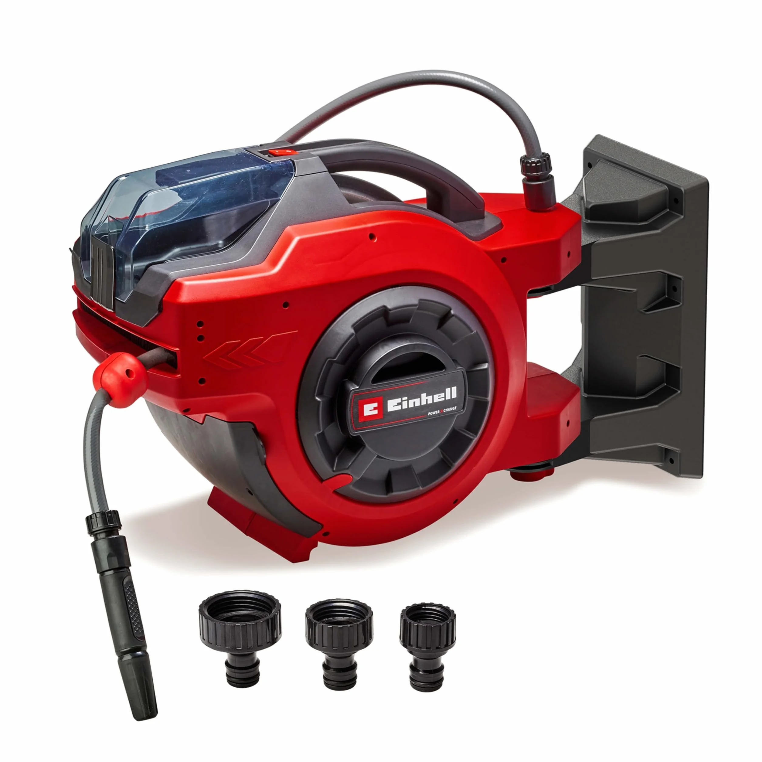 Einhell Bęben na wąż akumulatorowy GE-HR 18/30 Li-Solo Power X-Change (18 V, automatyczne nawijanie węża, obracany do 180°, uchwyt ścienny, wąż ogrodowy i strzykawka 30 m, bez akumulatora)