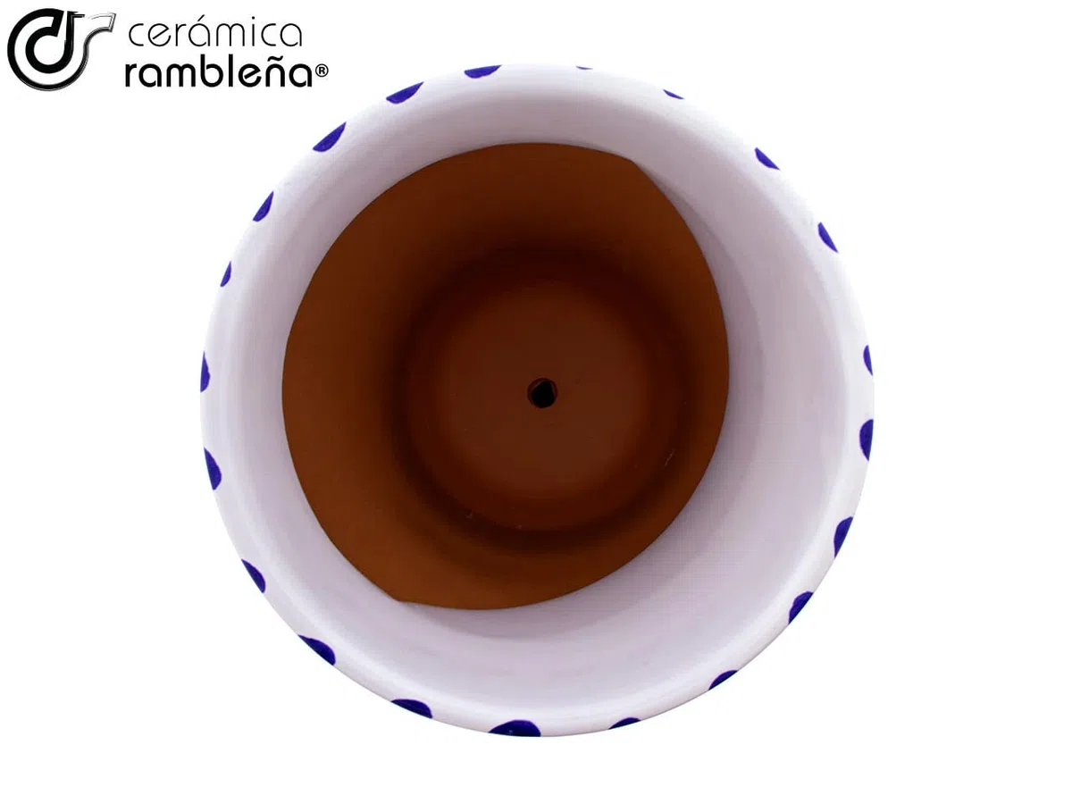 CERAMICZNA RAMBLEÑA | Garnki z czerwonego błota | Dekoracyjne doniczki | Doniczki ceramiczne | Doniczki zewnętrzne | Ozdobione Blue Mountain - D111 | 100% Ręcznie robione dekoracje | 20x20x19 cm | Talerz w zestawie
